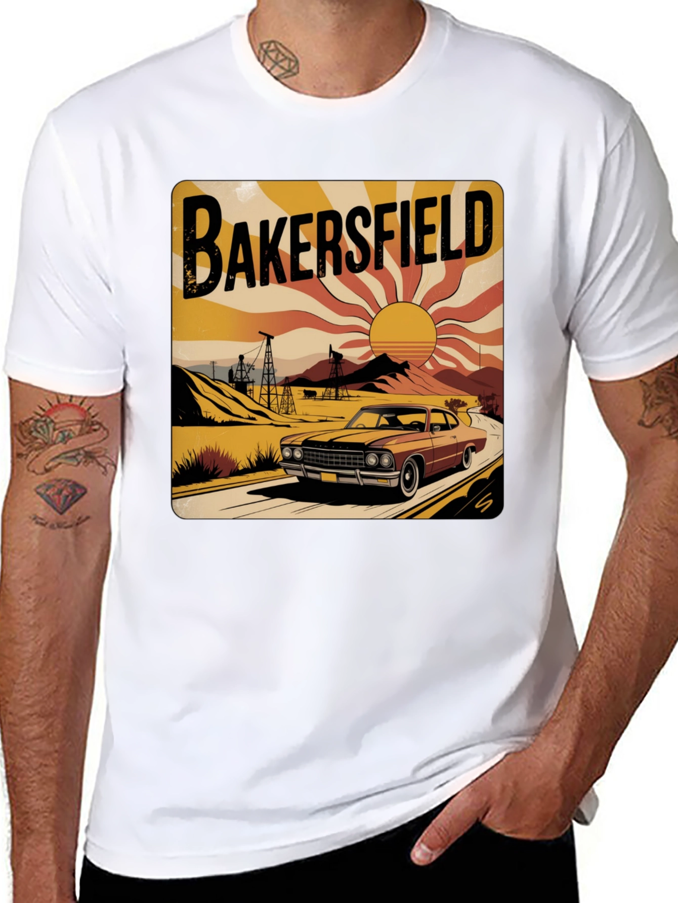 Bakersfield Retro Car Graphic Tee