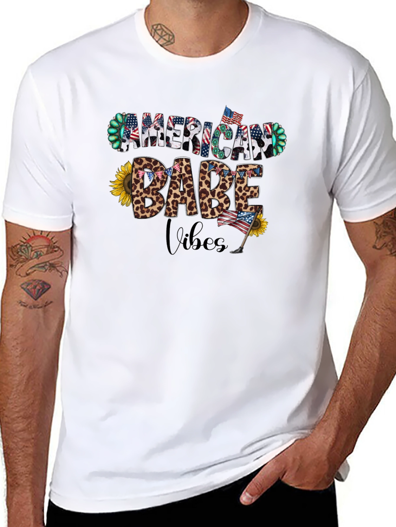 American Babe Vibes T-Shirt Patriotic Design