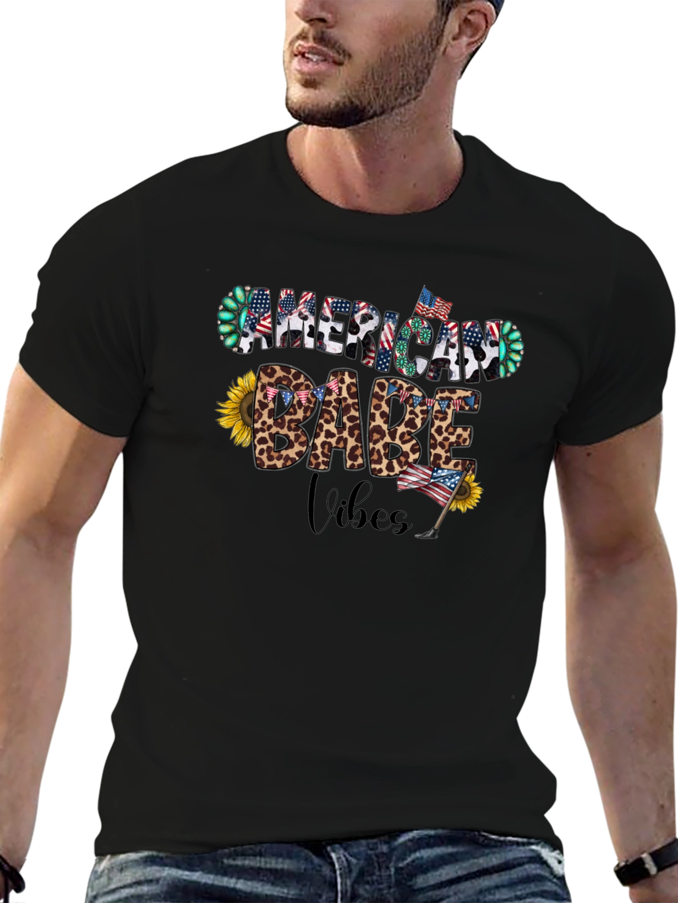 American Babe Vibes T-Shirt Patriotic Design