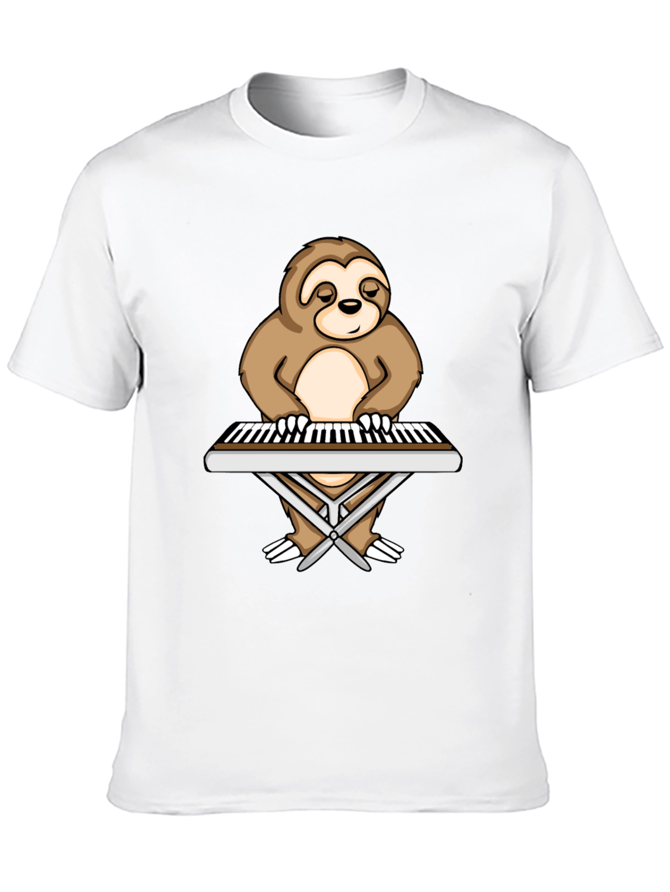 Sloth Pianist Graphic Tee - Black Unisex T-Shirt