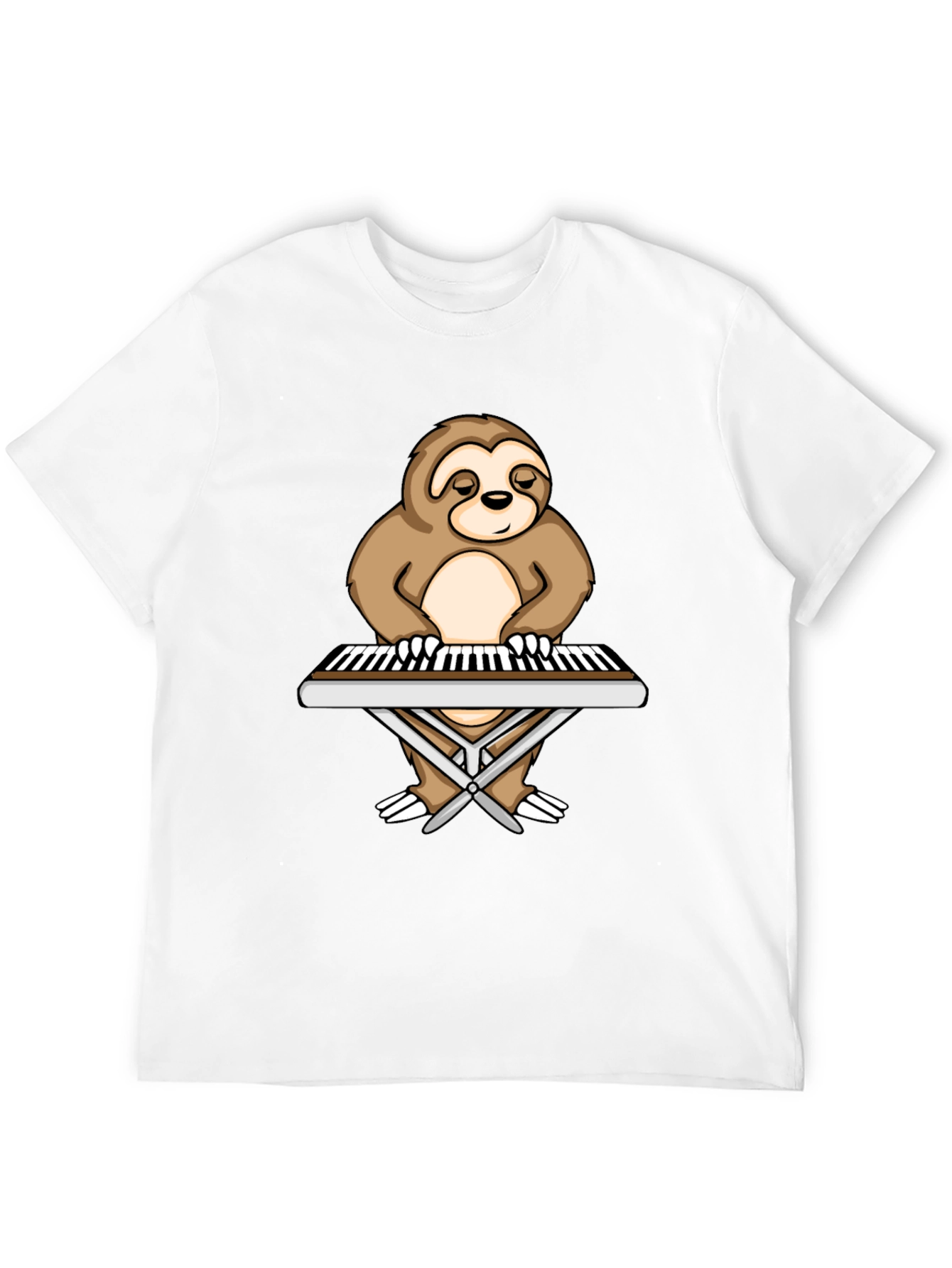 Sloth Pianist Graphic Tee - Black Unisex T-Shirt