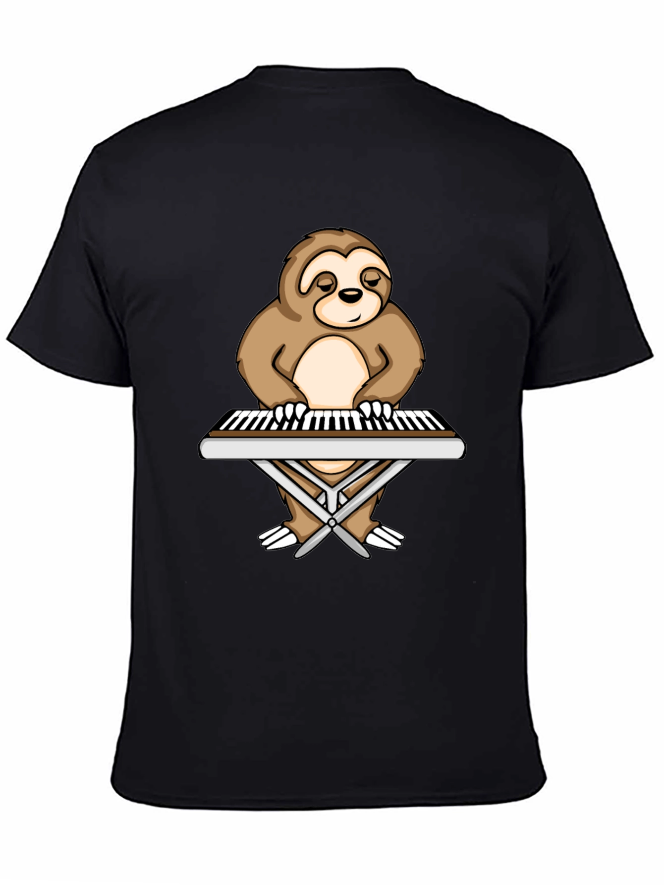 Sloth Pianist Graphic Tee - Black Unisex T-Shirt