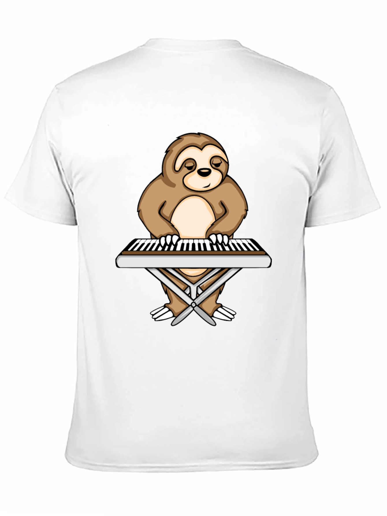 Sloth Pianist Graphic Tee - Black Unisex T-Shirt