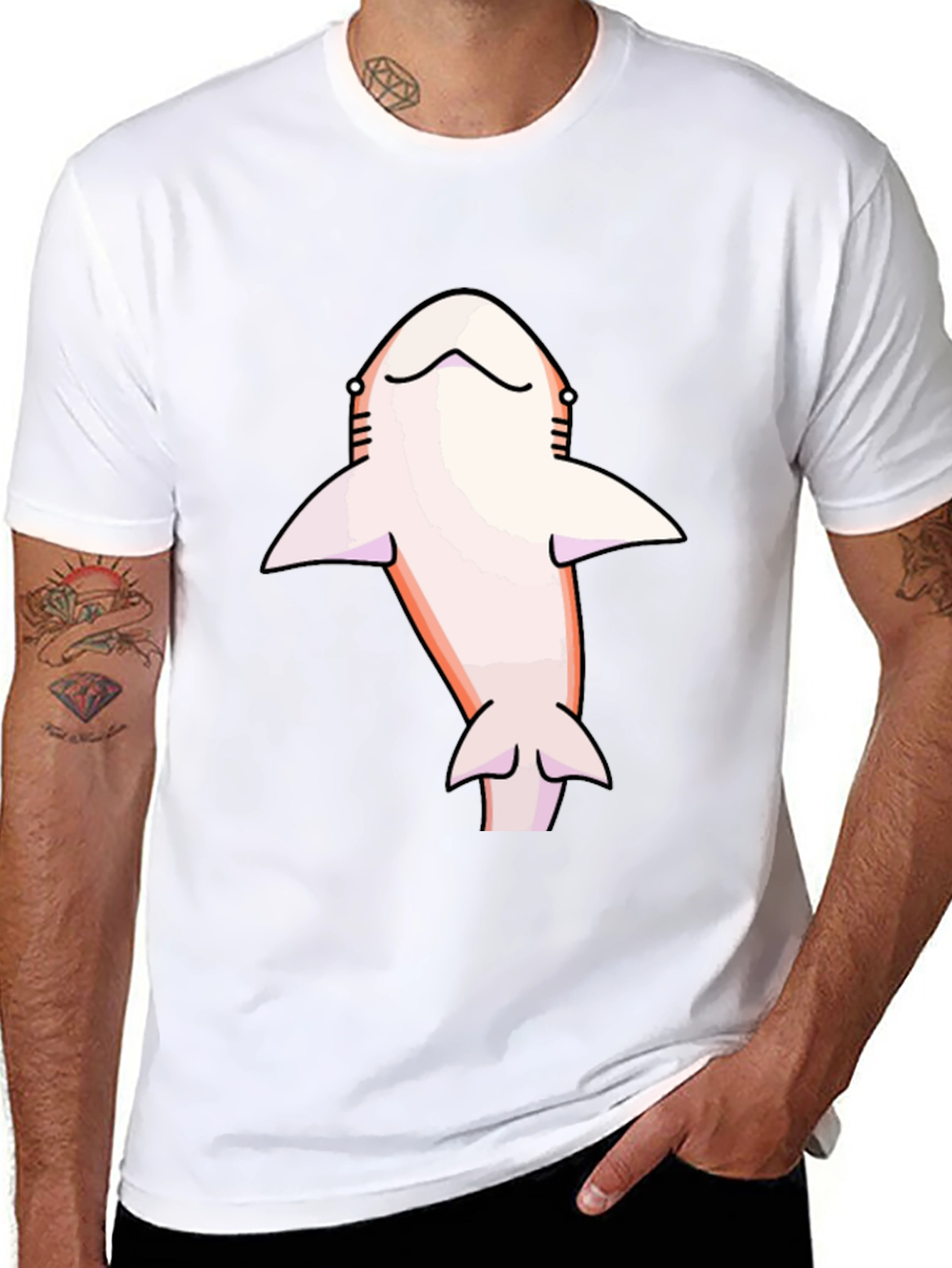 Shark Graphic Tee - Mens Black Cotton T-Shirt