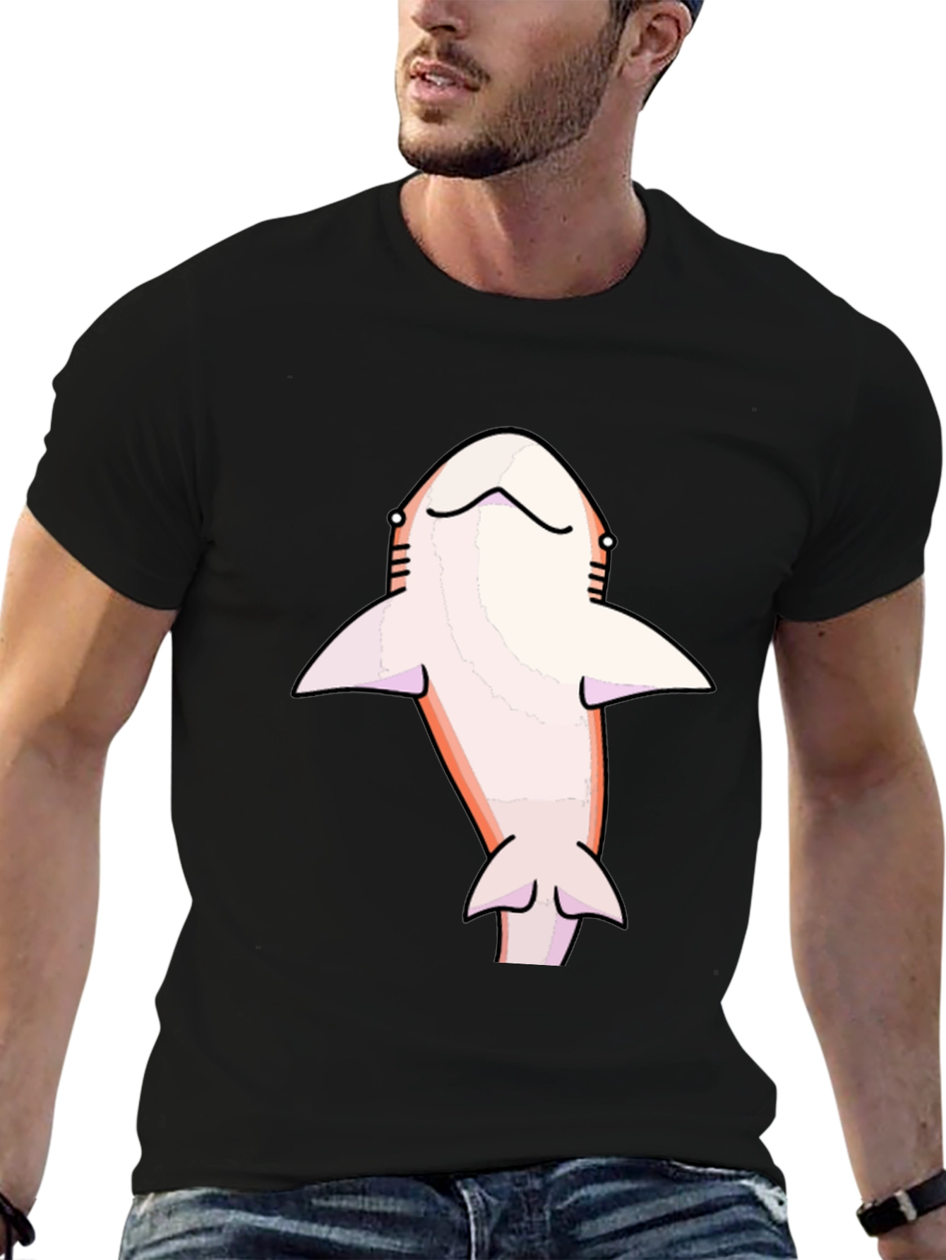Shark Graphic Tee - Mens Black Cotton T-Shirt