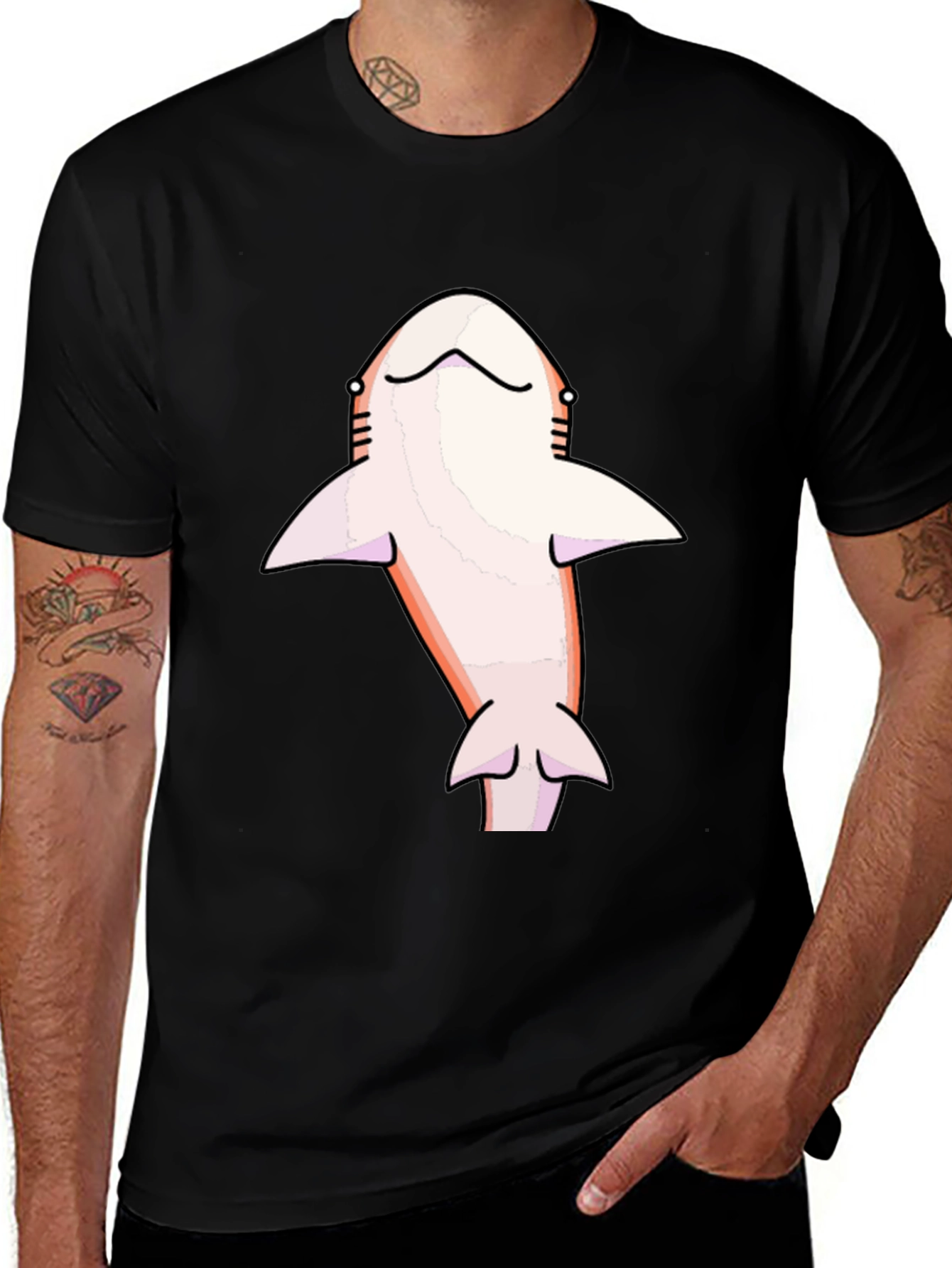 Shark Graphic Tee - Mens Black Cotton T-Shirt