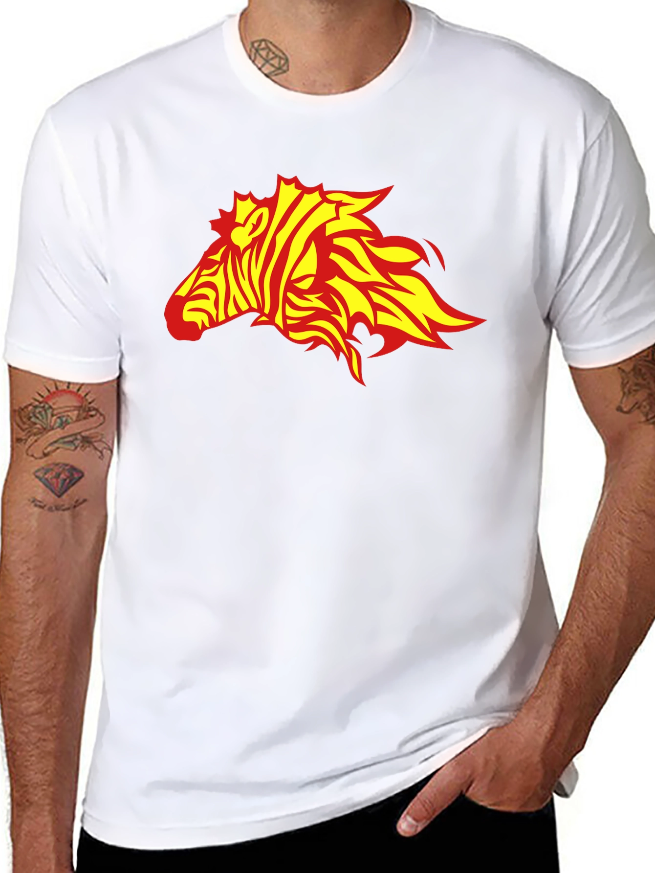 Zebra Flame Graphic Black T-Shirt