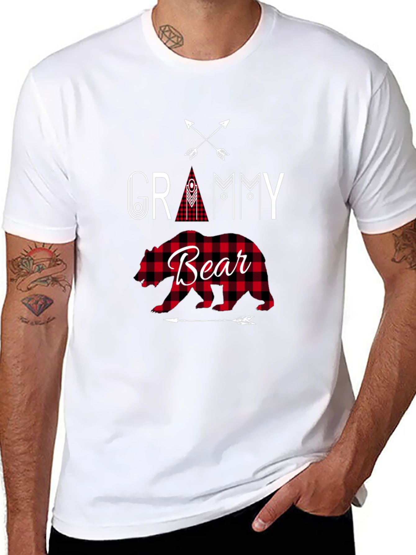 Grammy Bear Plaid Graphic Tee