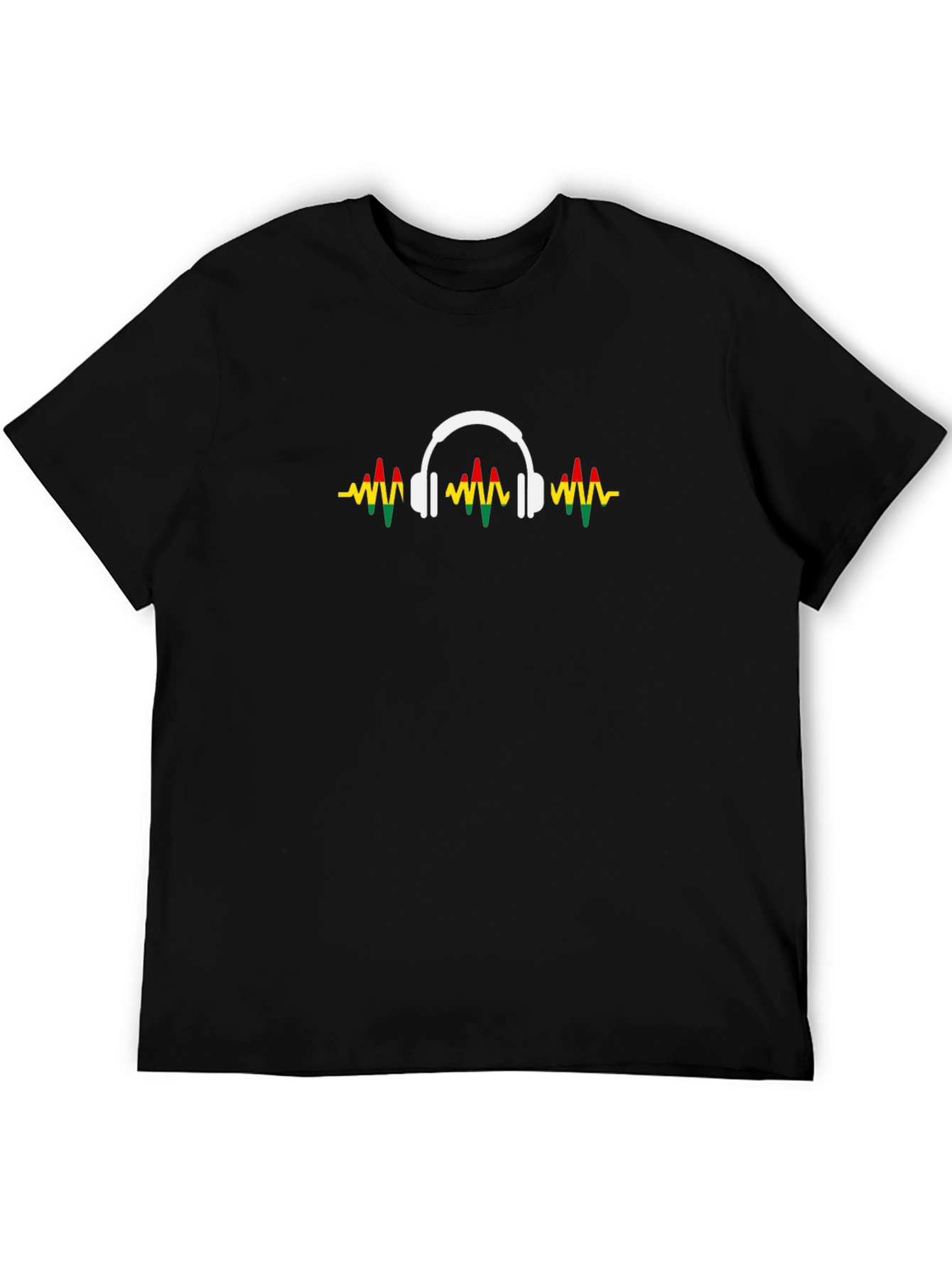 Rasta Headphones Graphic Tee - Black Cotton T-Shirt