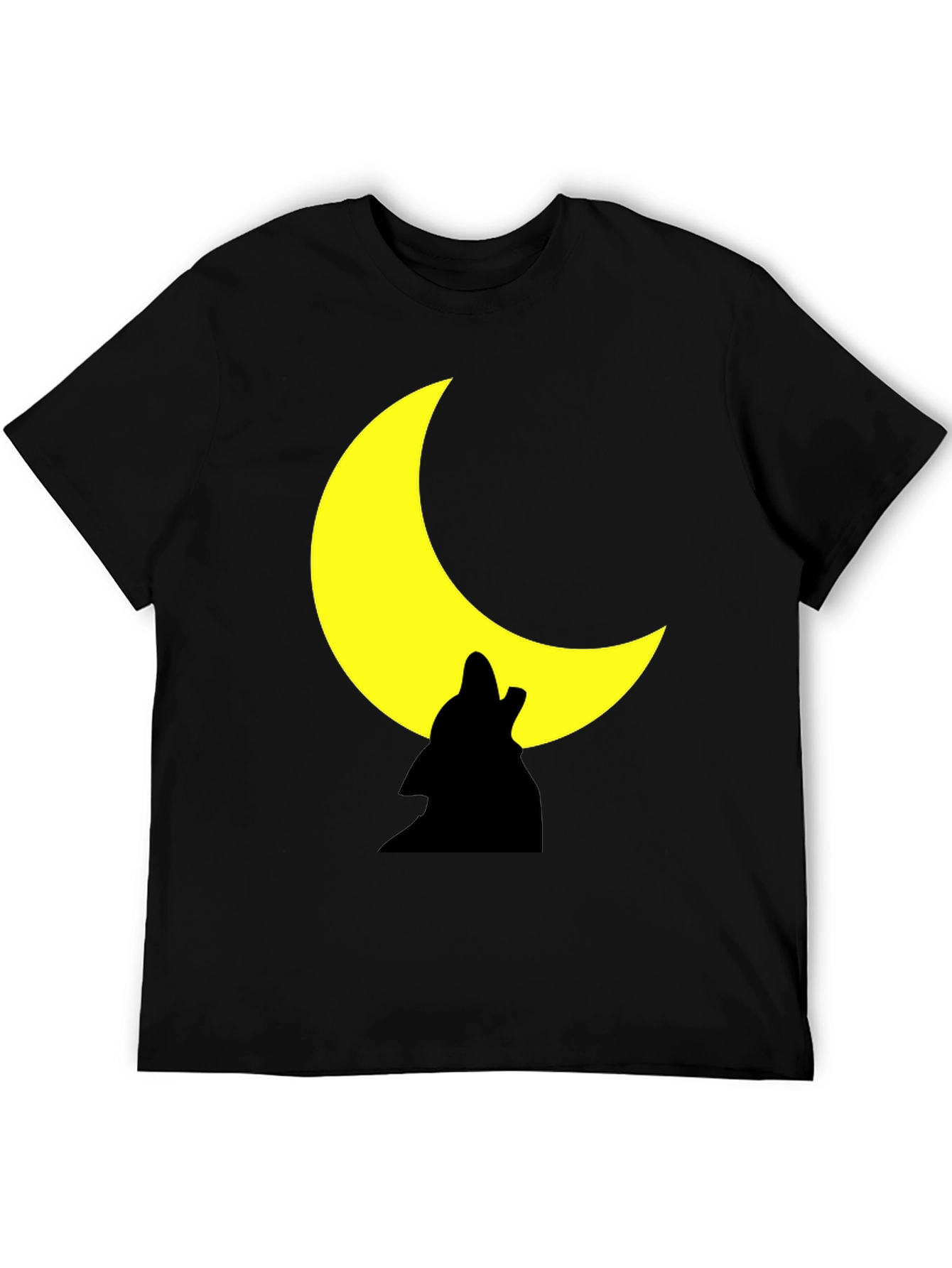 Wolf Howling Moon Graphic Black Tee Shirt