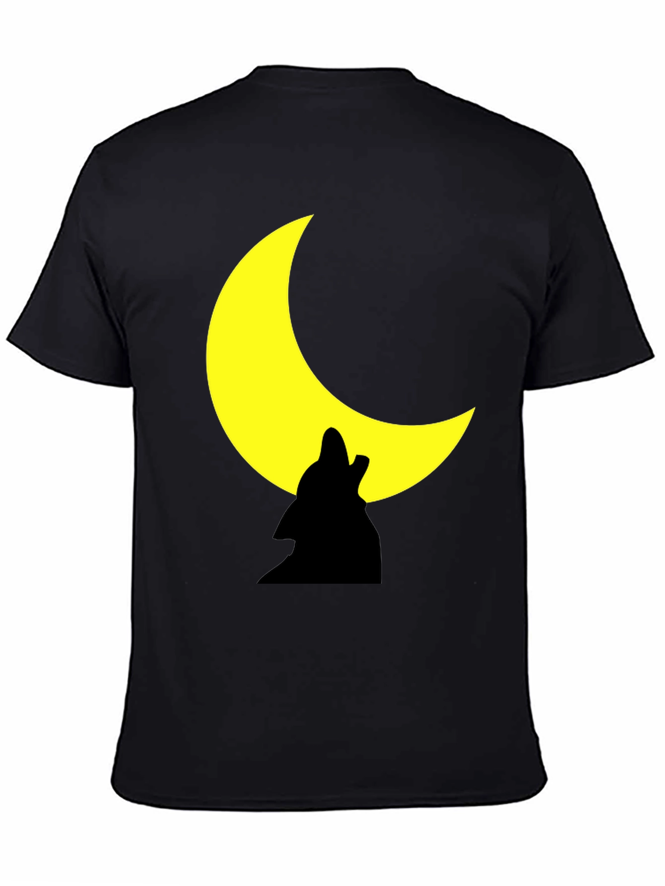 Wolf Howling Moon Graphic Black Tee Shirt