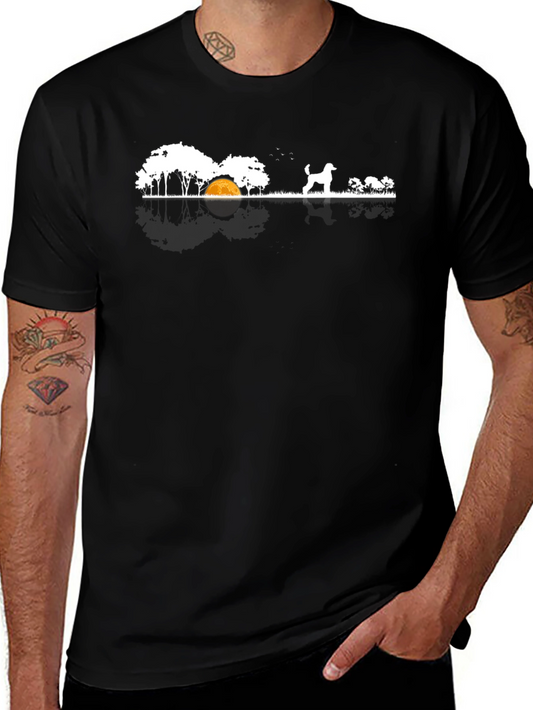 Dog Landscape Tee - Black Cotton T-Shirt