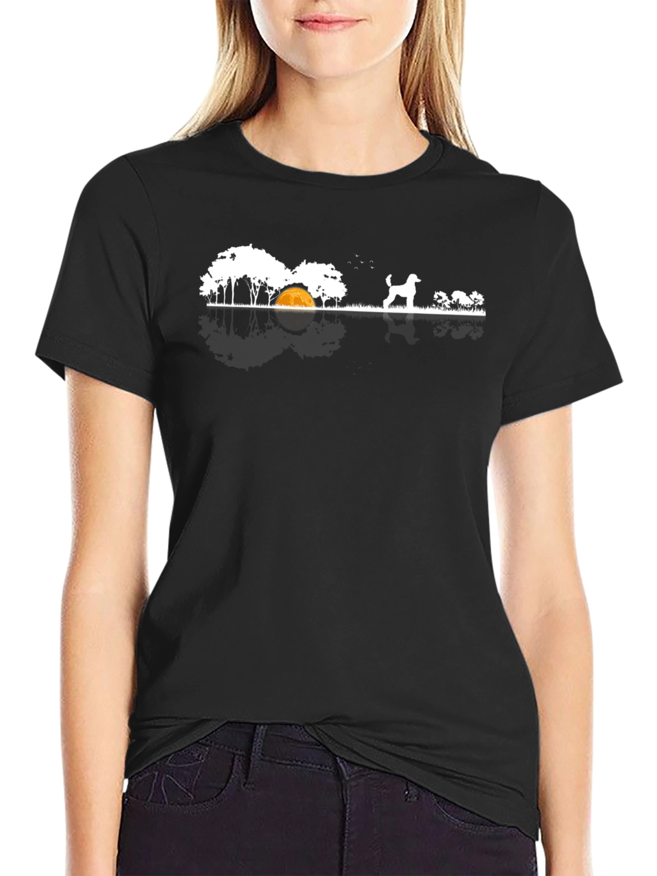 Dog Landscape Tee - Black Cotton T-Shirt