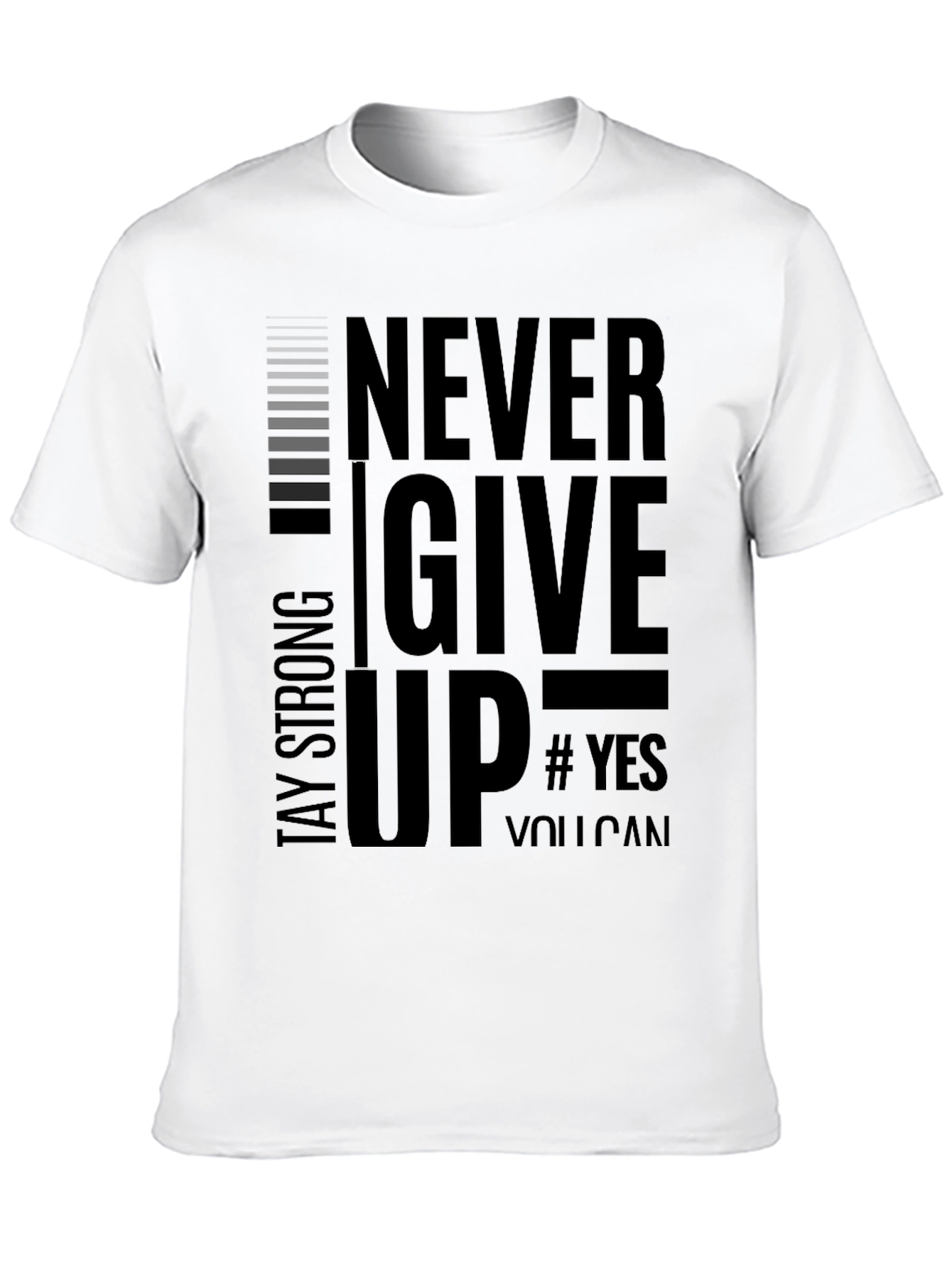 Never Give Up Mens Black Graphic Tee