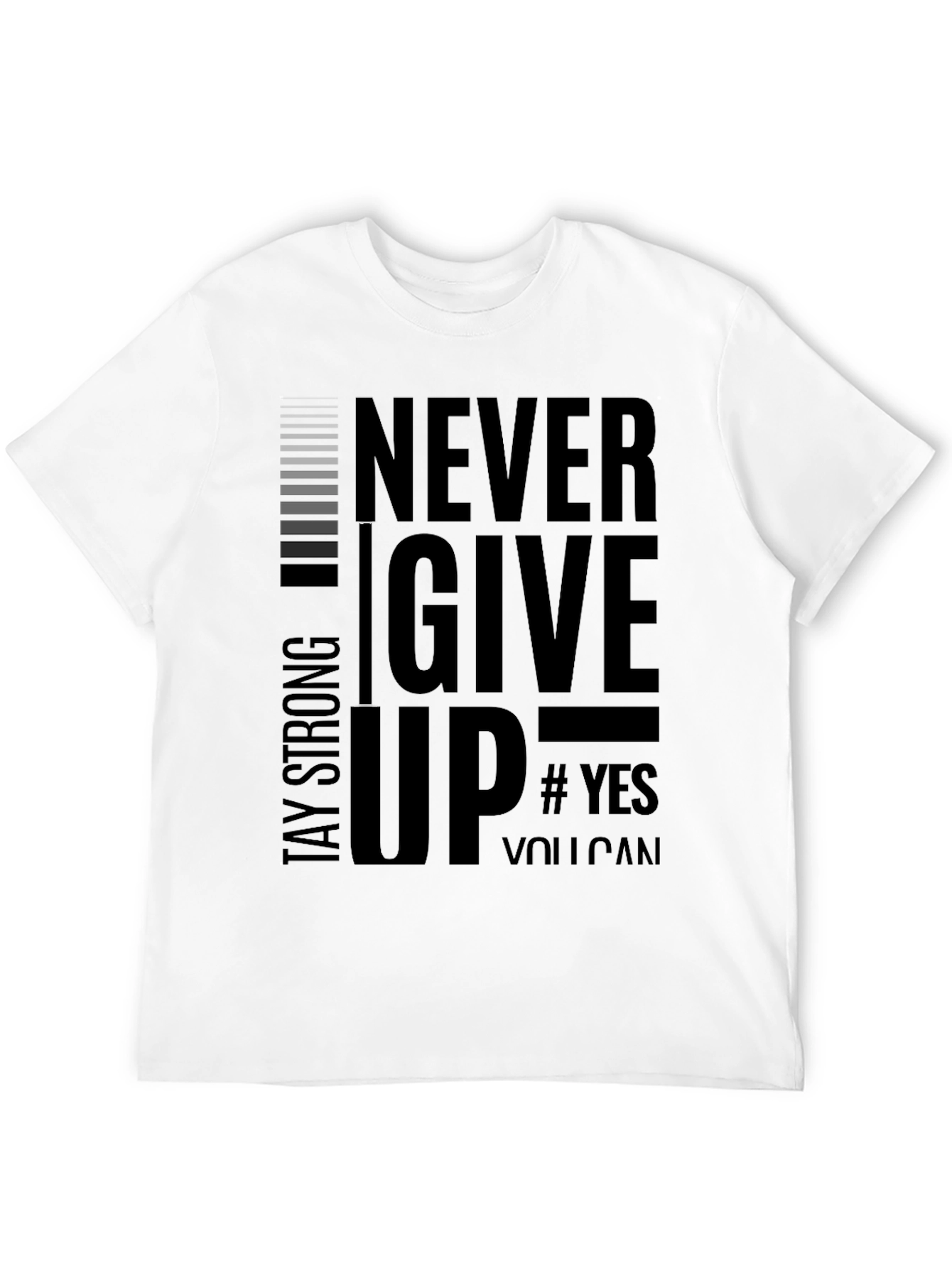 Never Give Up Mens Black Graphic Tee