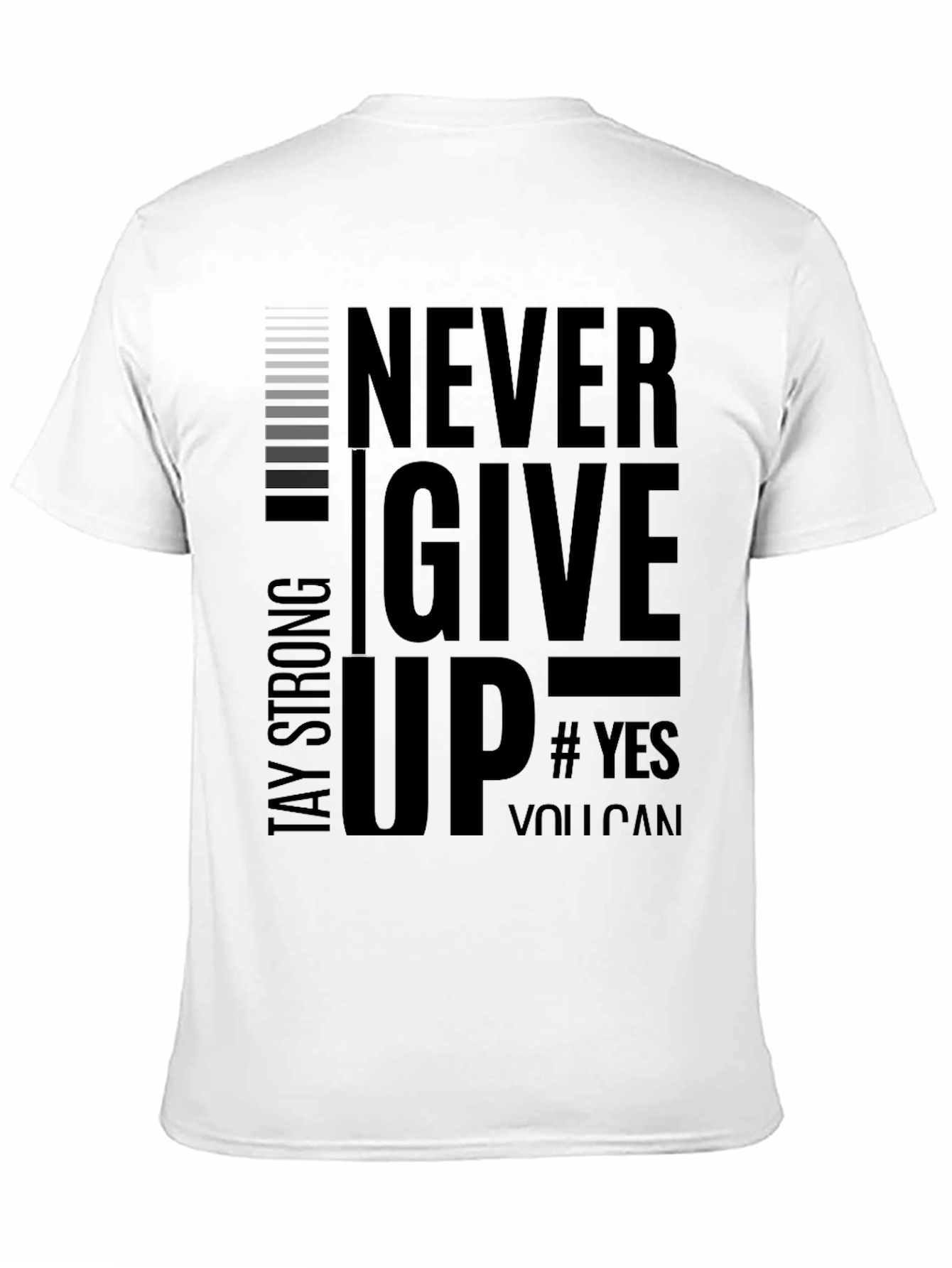 Never Give Up Mens Black Graphic Tee