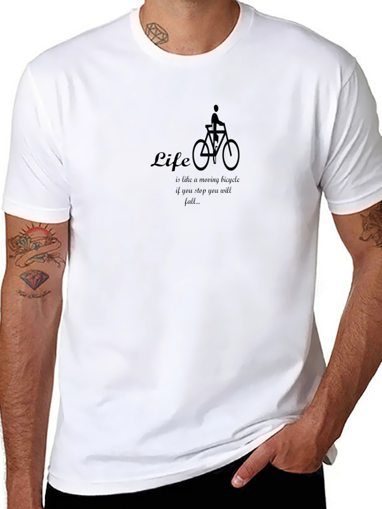 Life is Like Riding Bicycle Black T-Shirt