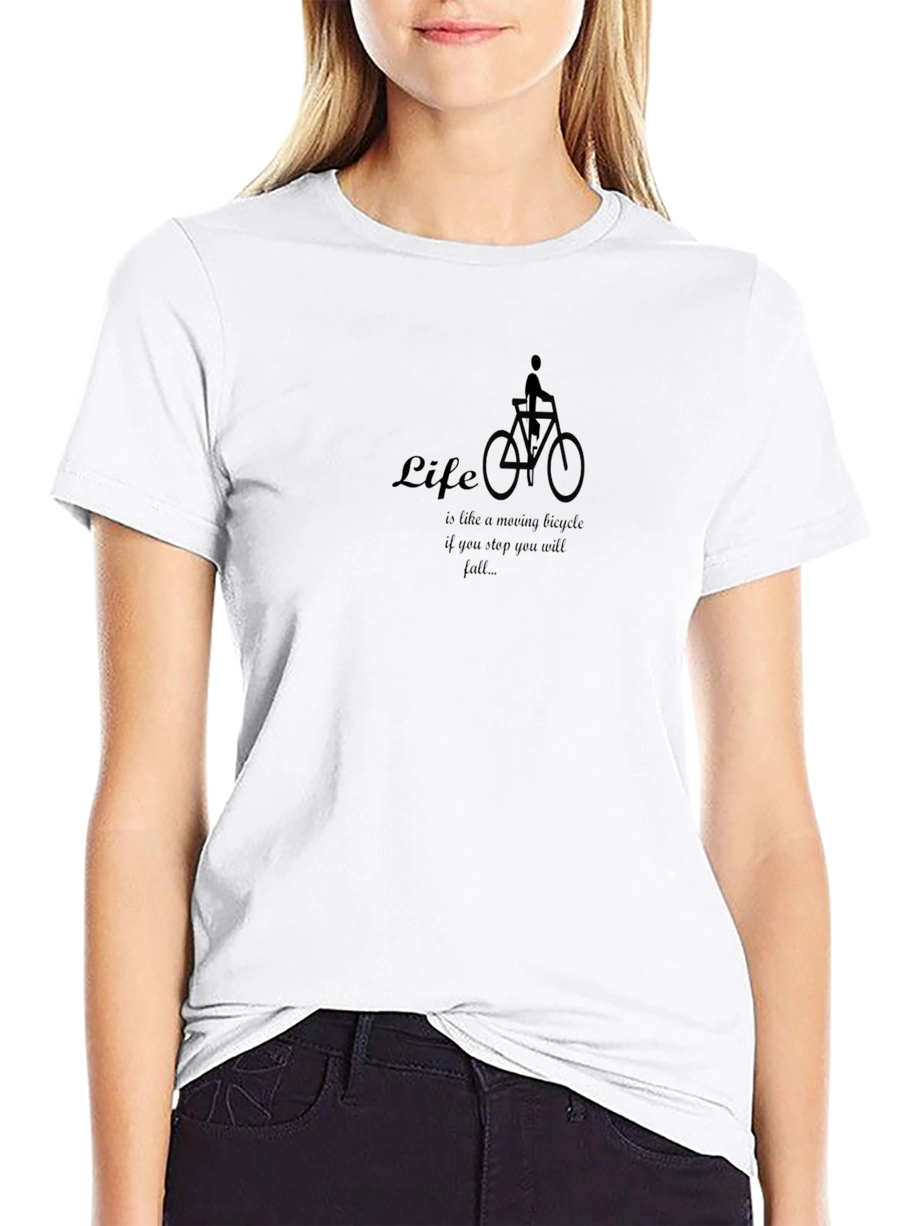 Life is Like Riding Bicycle Black T-Shirt