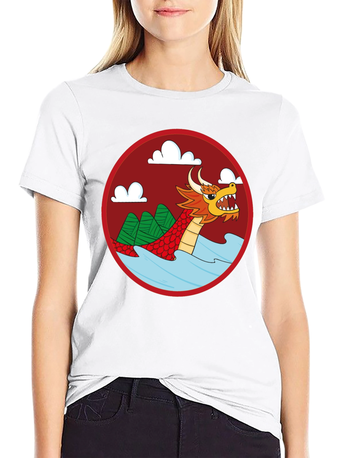 Dragon Graphic Tee - Black Crew Neck Cotton T-Shirt