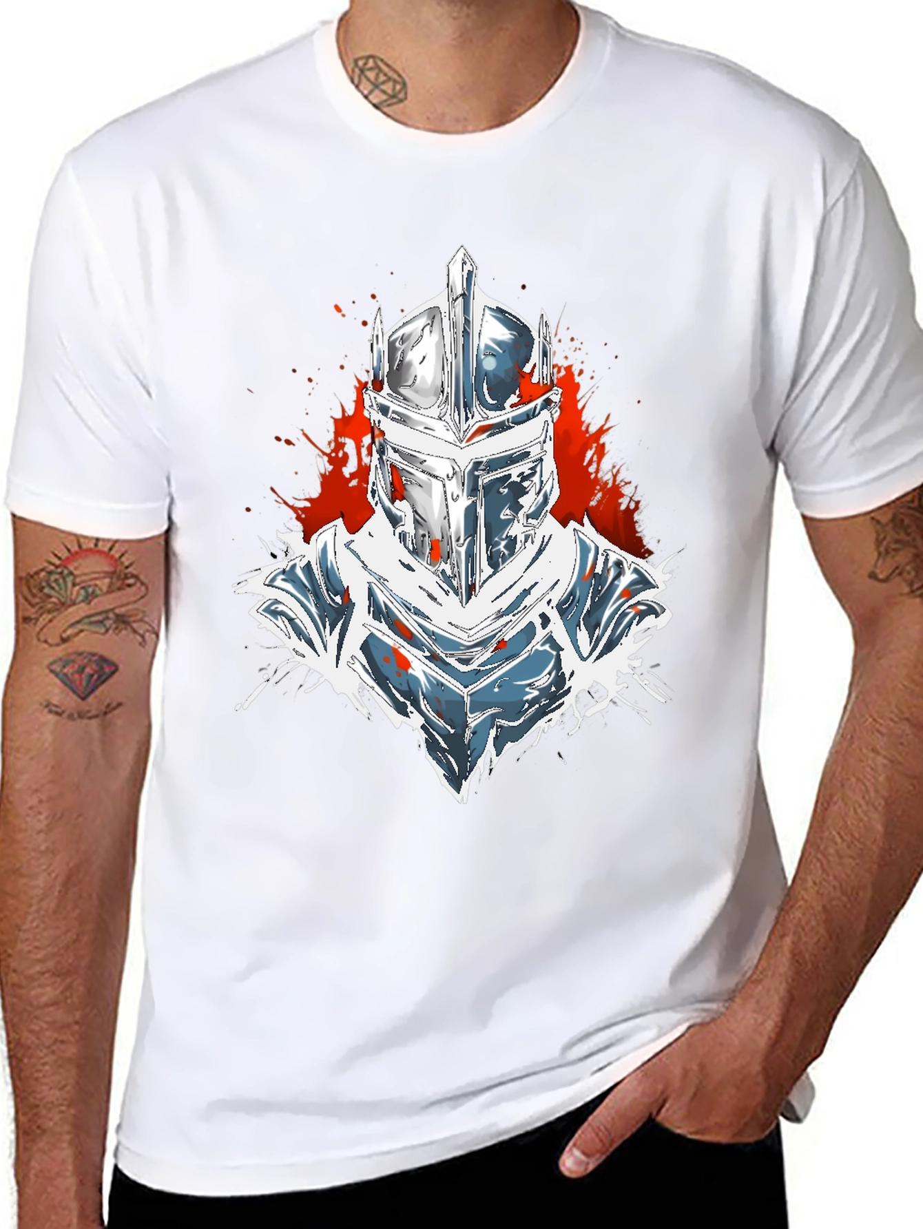 Knight Helmet Graphic Black T-Shirt