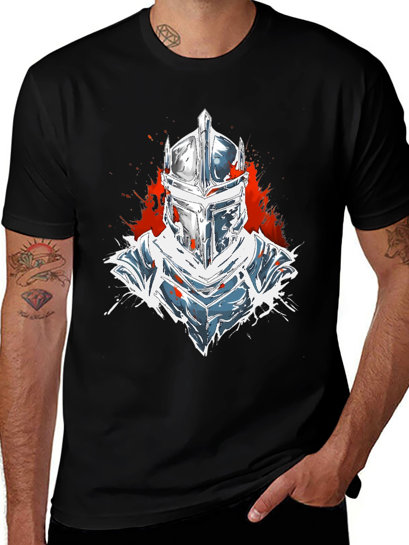 Knight Helmet Graphic Black T-Shirt