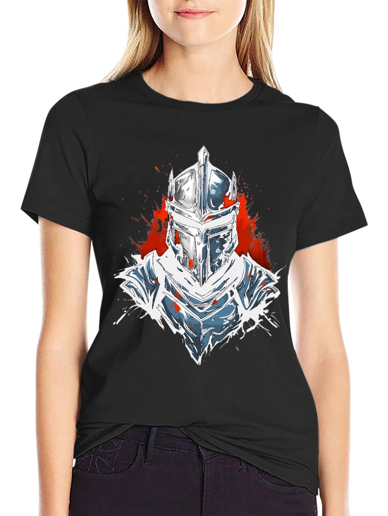 Knight Helmet Graphic Black T-Shirt