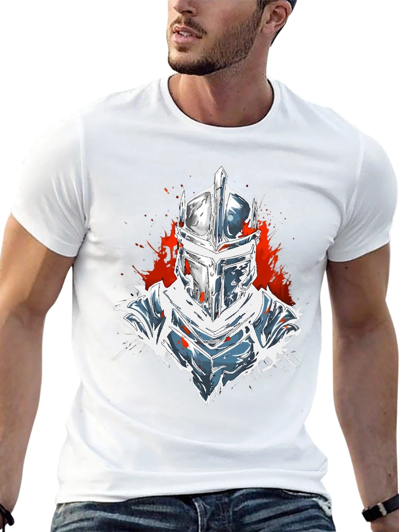 Knight Helmet Graphic Black T-Shirt