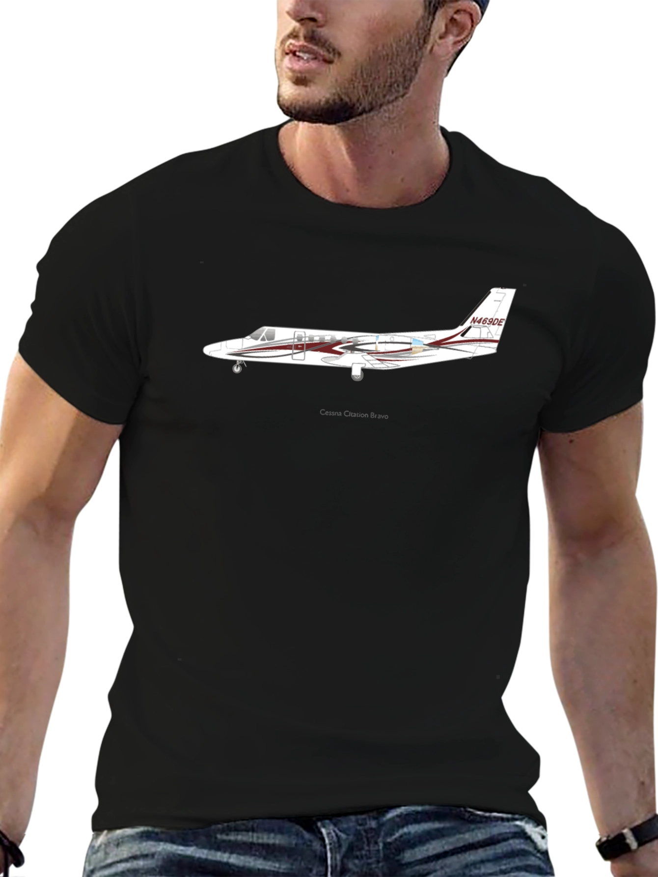 Airplane Graphic Black Tee - Aviation Enthusiast