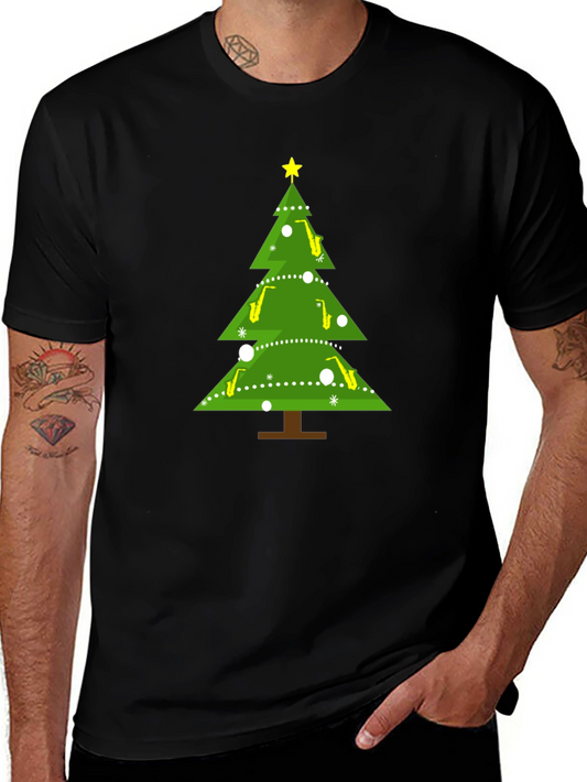 Saxophone Christmas Tree Holiday T-Shirt