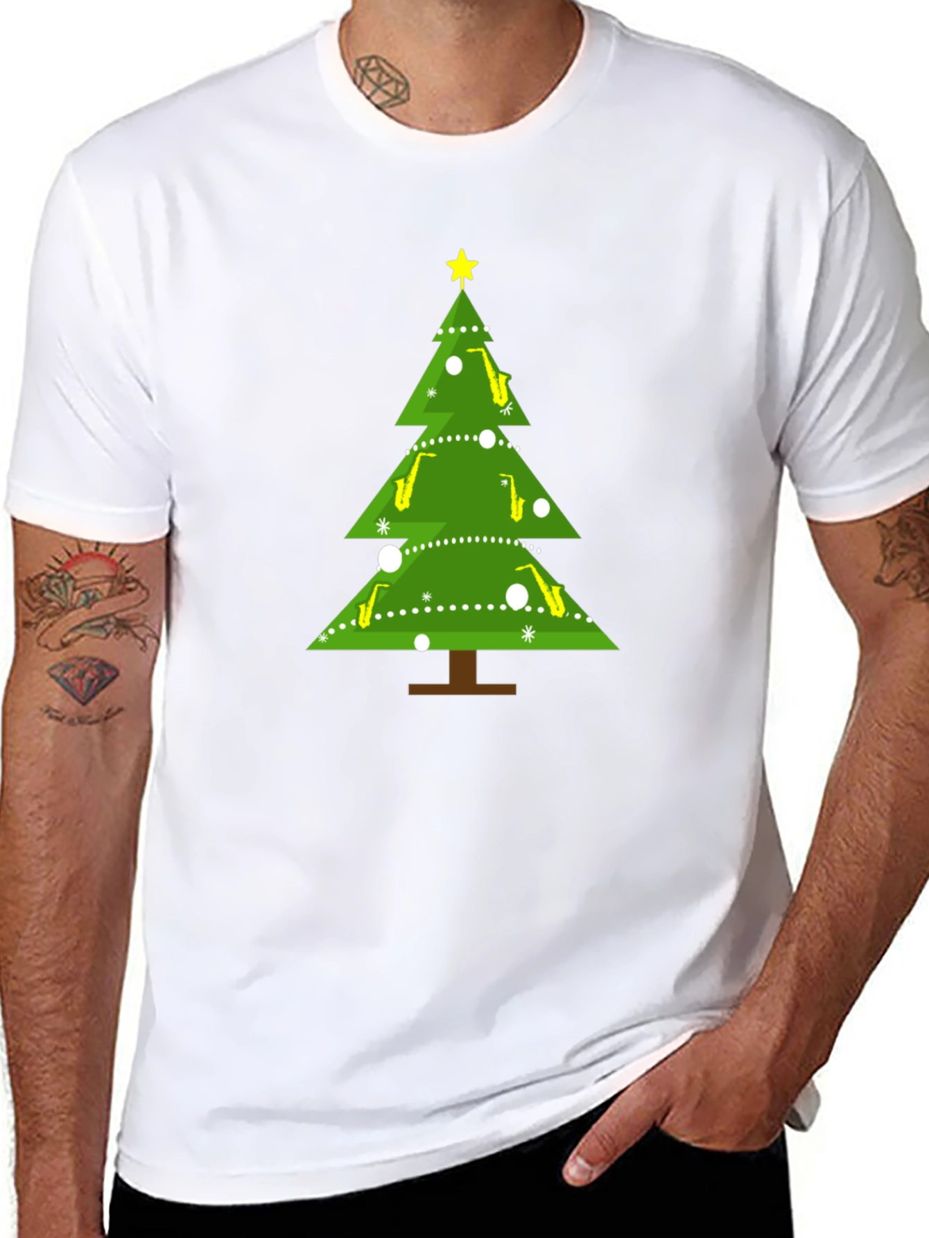 Saxophone Christmas Tree Holiday T-Shirt