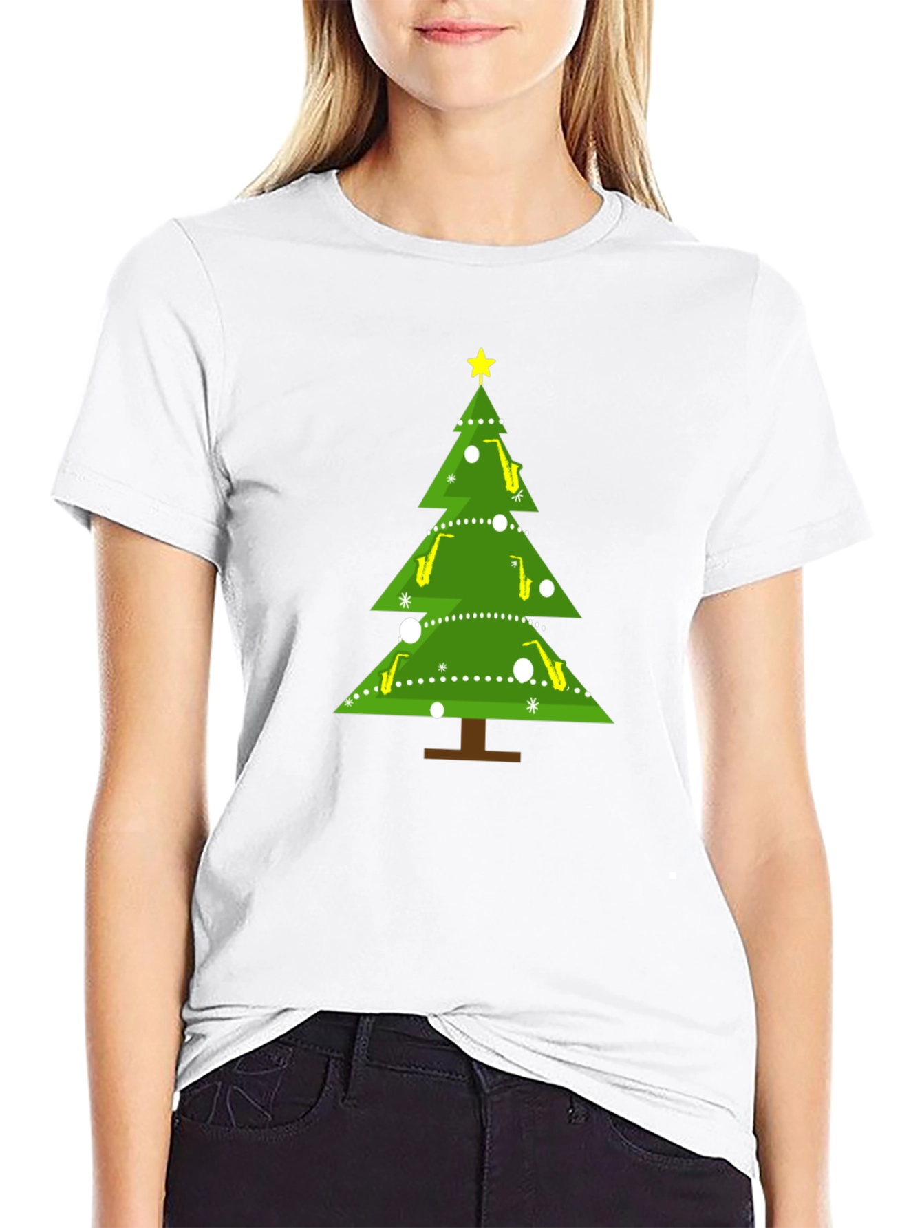 Saxophone Christmas Tree Holiday T-Shirt