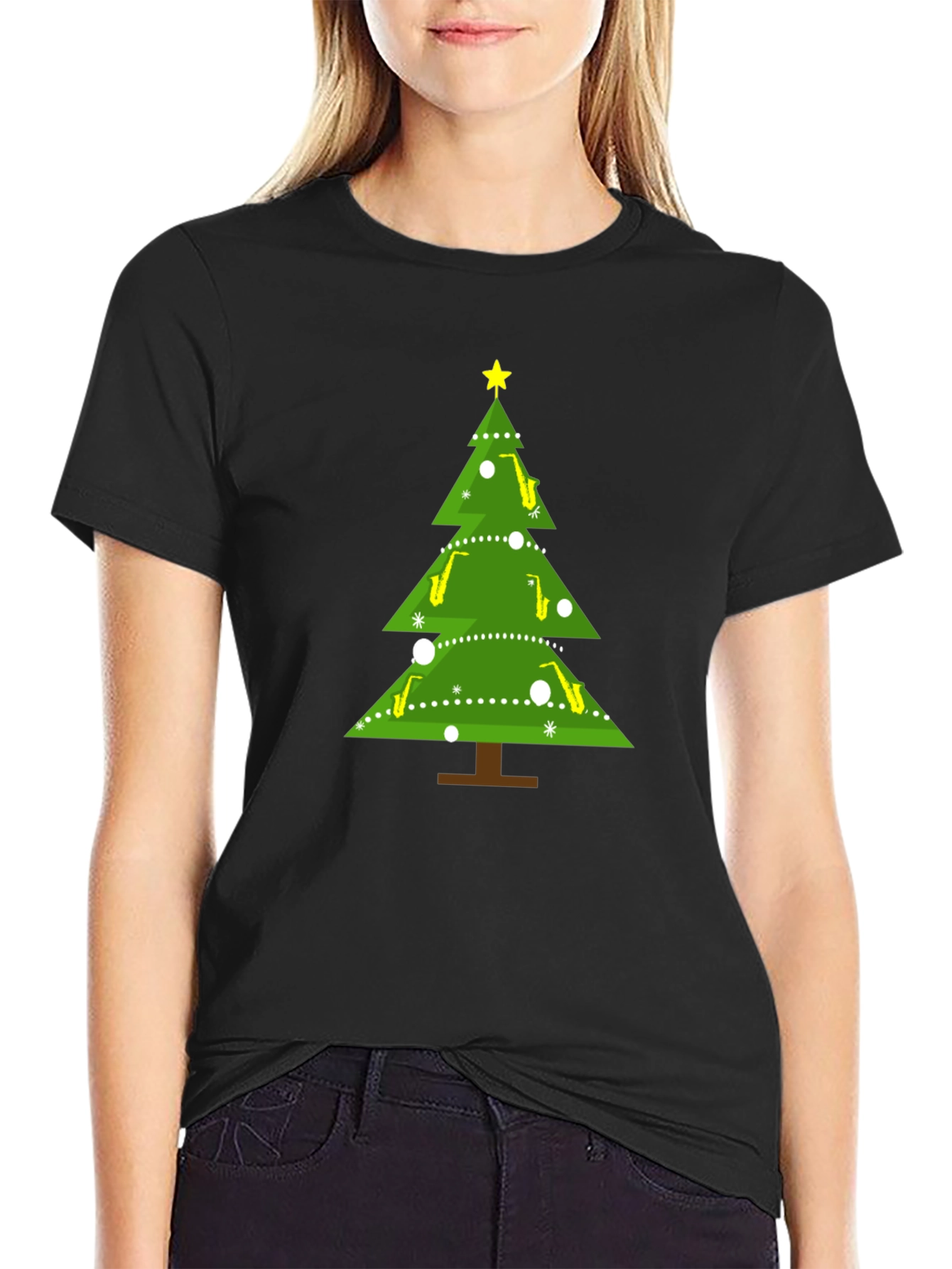Saxophone Christmas Tree Holiday T-Shirt