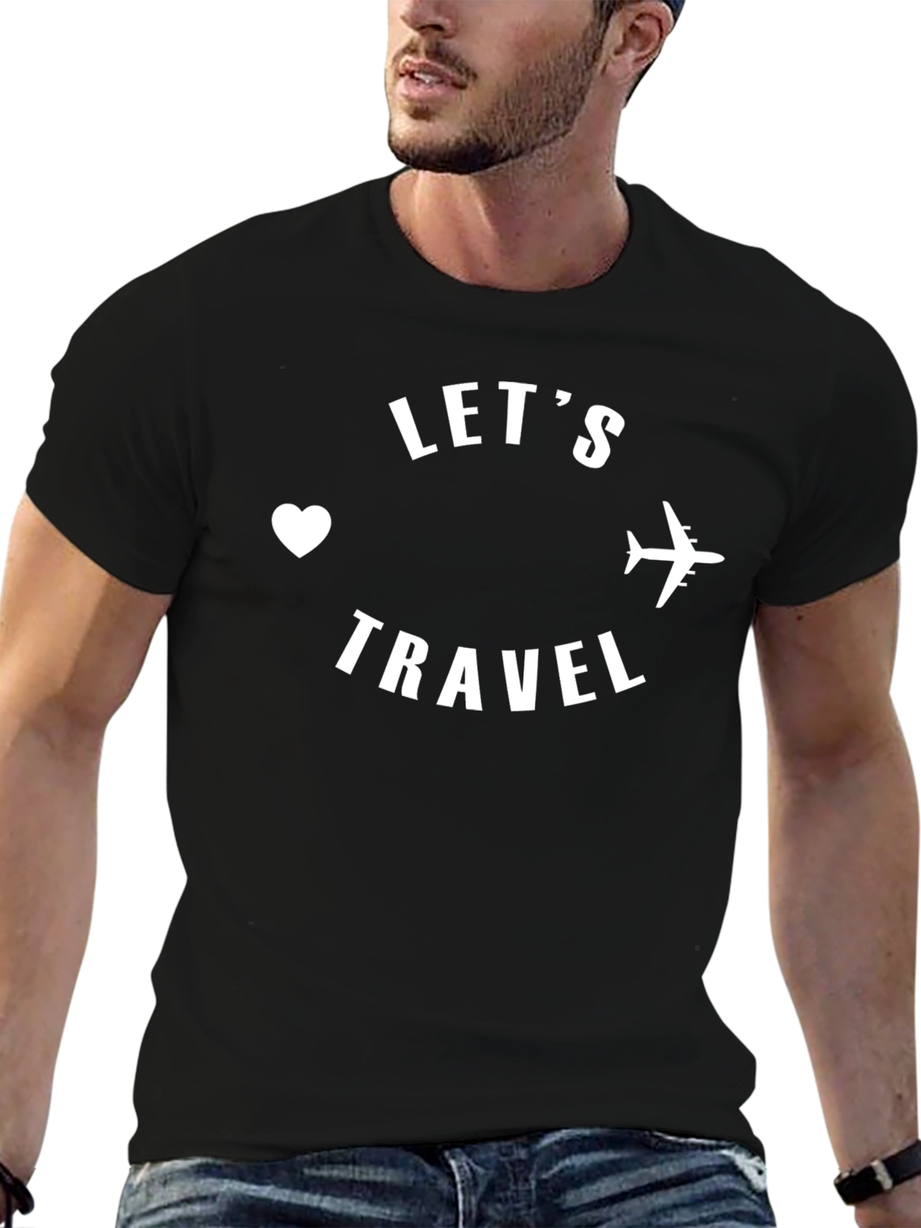 Lets Travel Black Graphic Tee