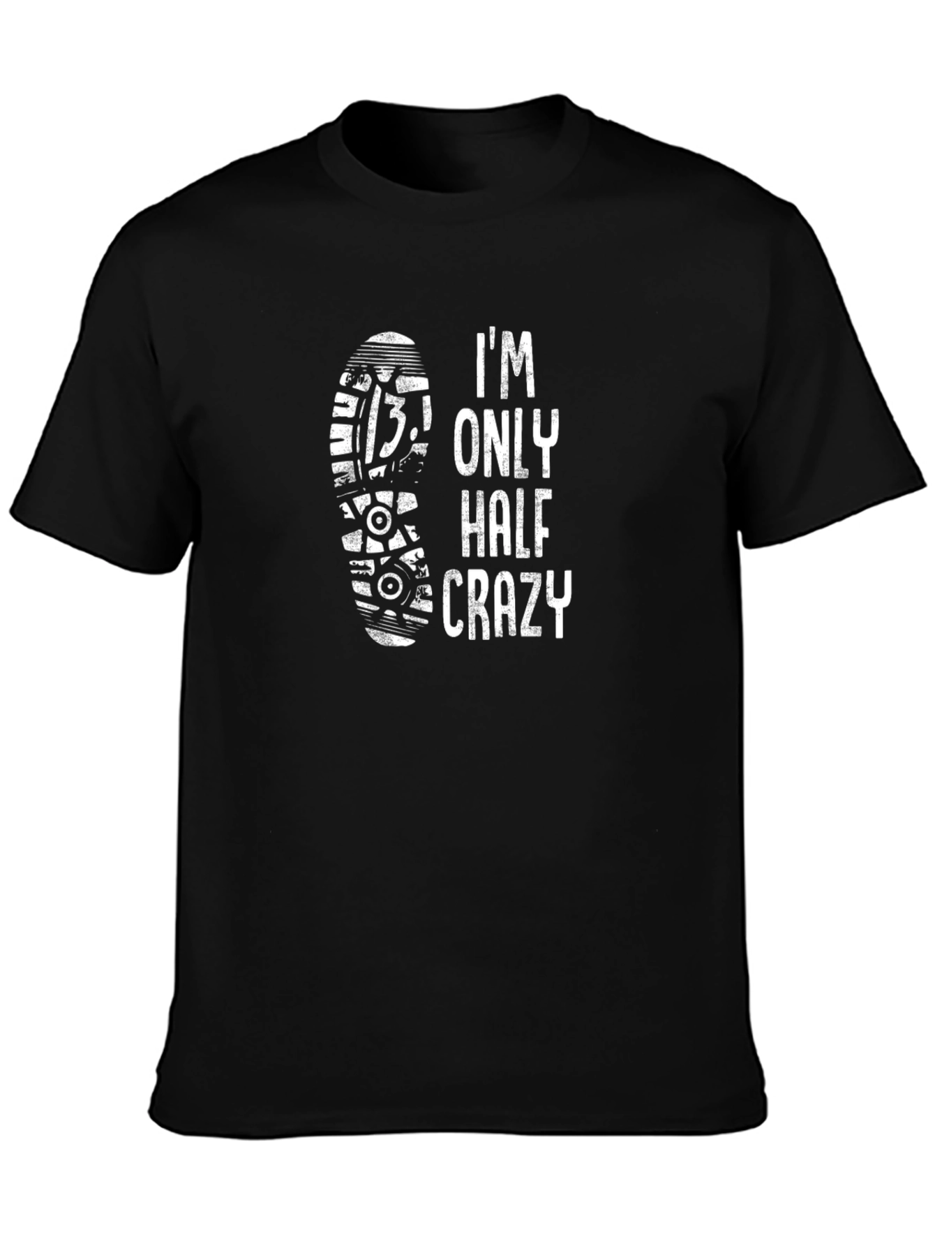 Half Crazy Running Shoe Print Black T-Shirt