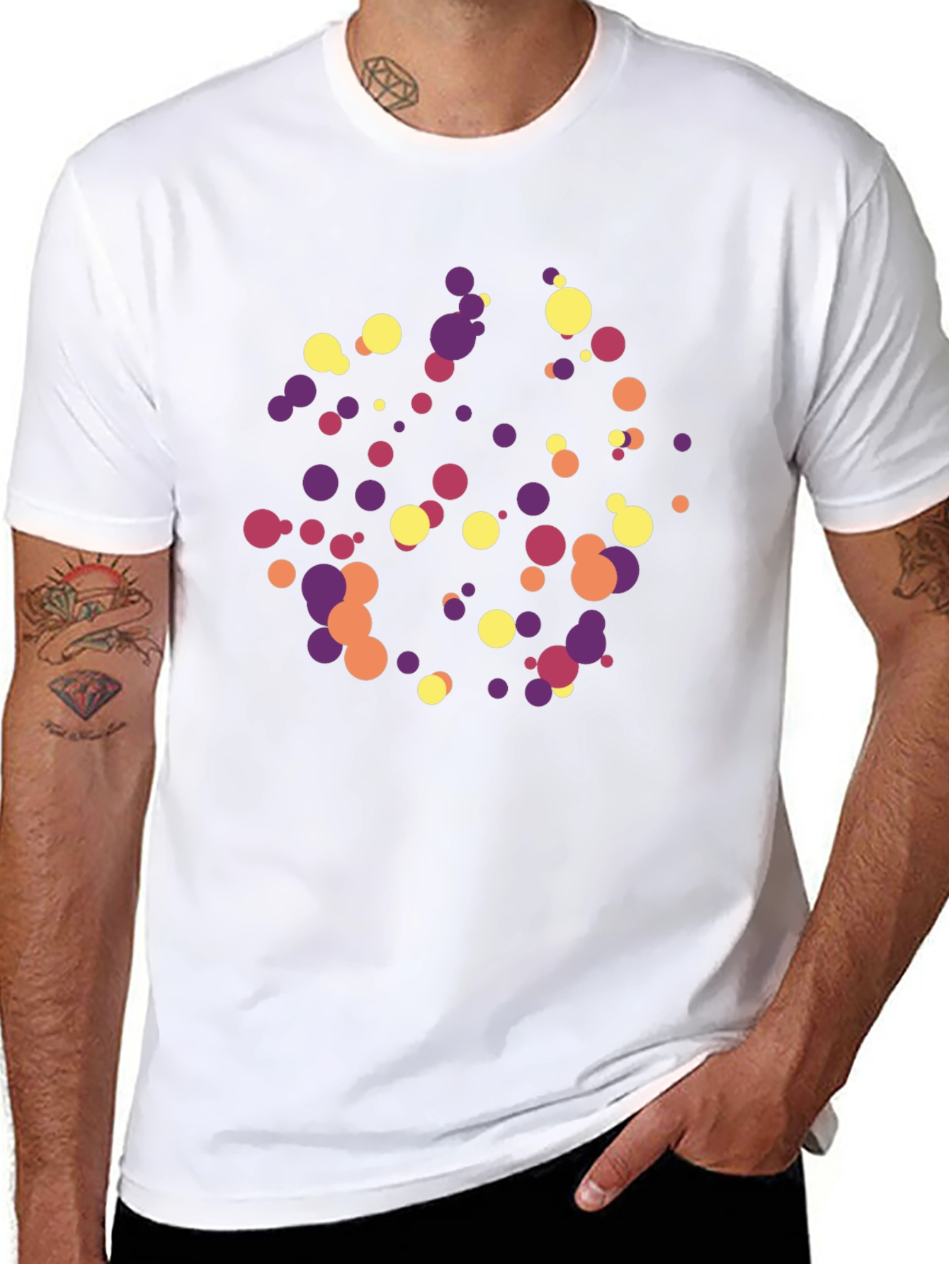 Abstract Dot Pattern Black Tee
