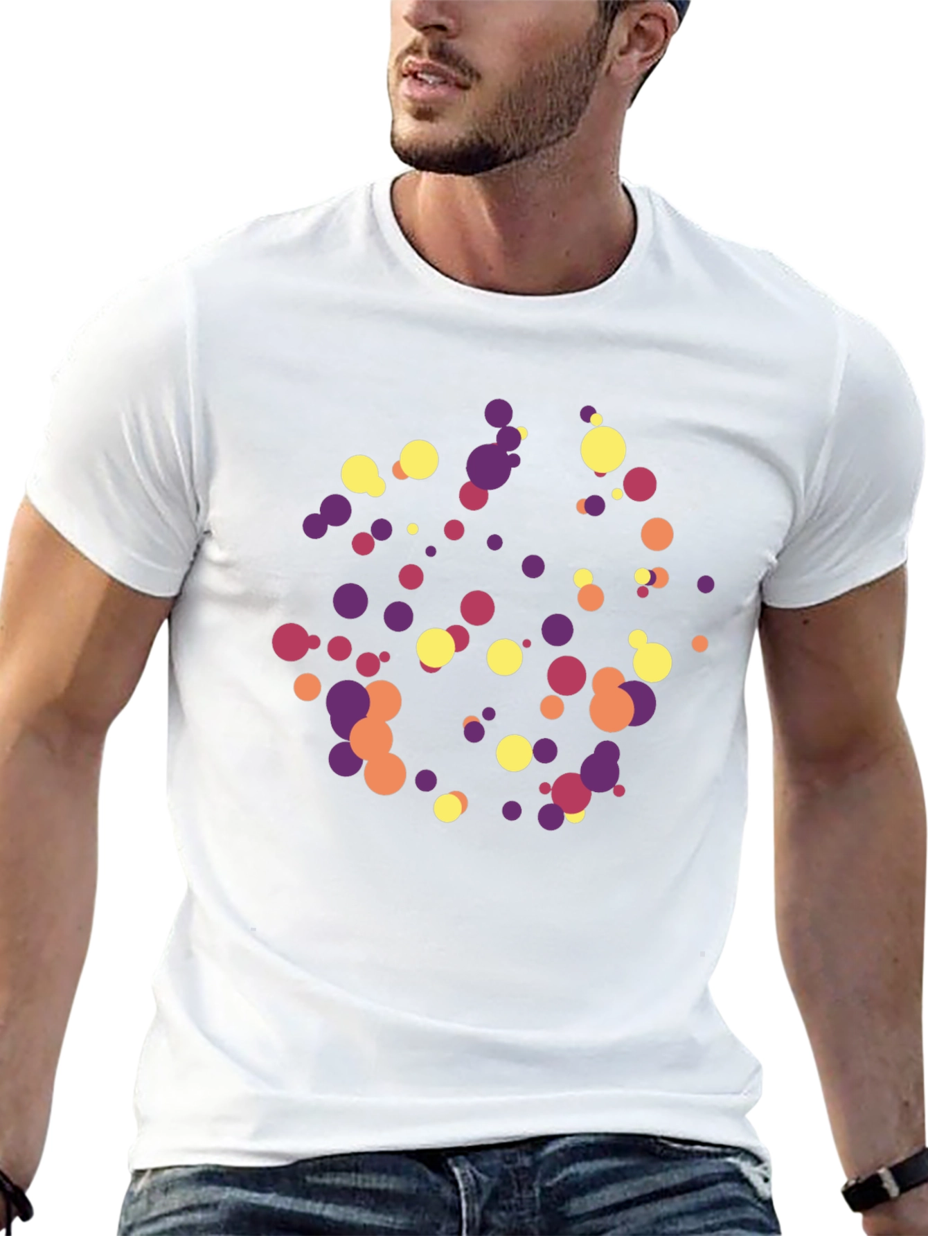 Abstract Dot Pattern Black Tee