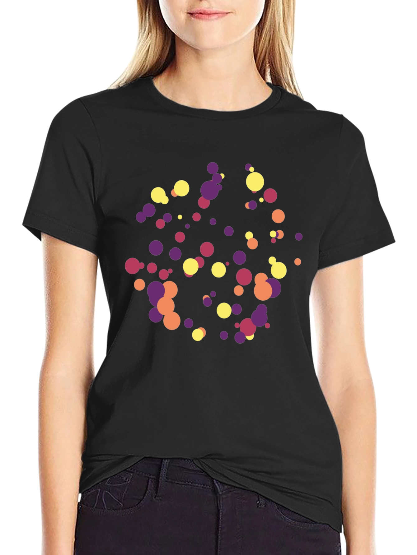Abstract Dot Pattern Black Tee