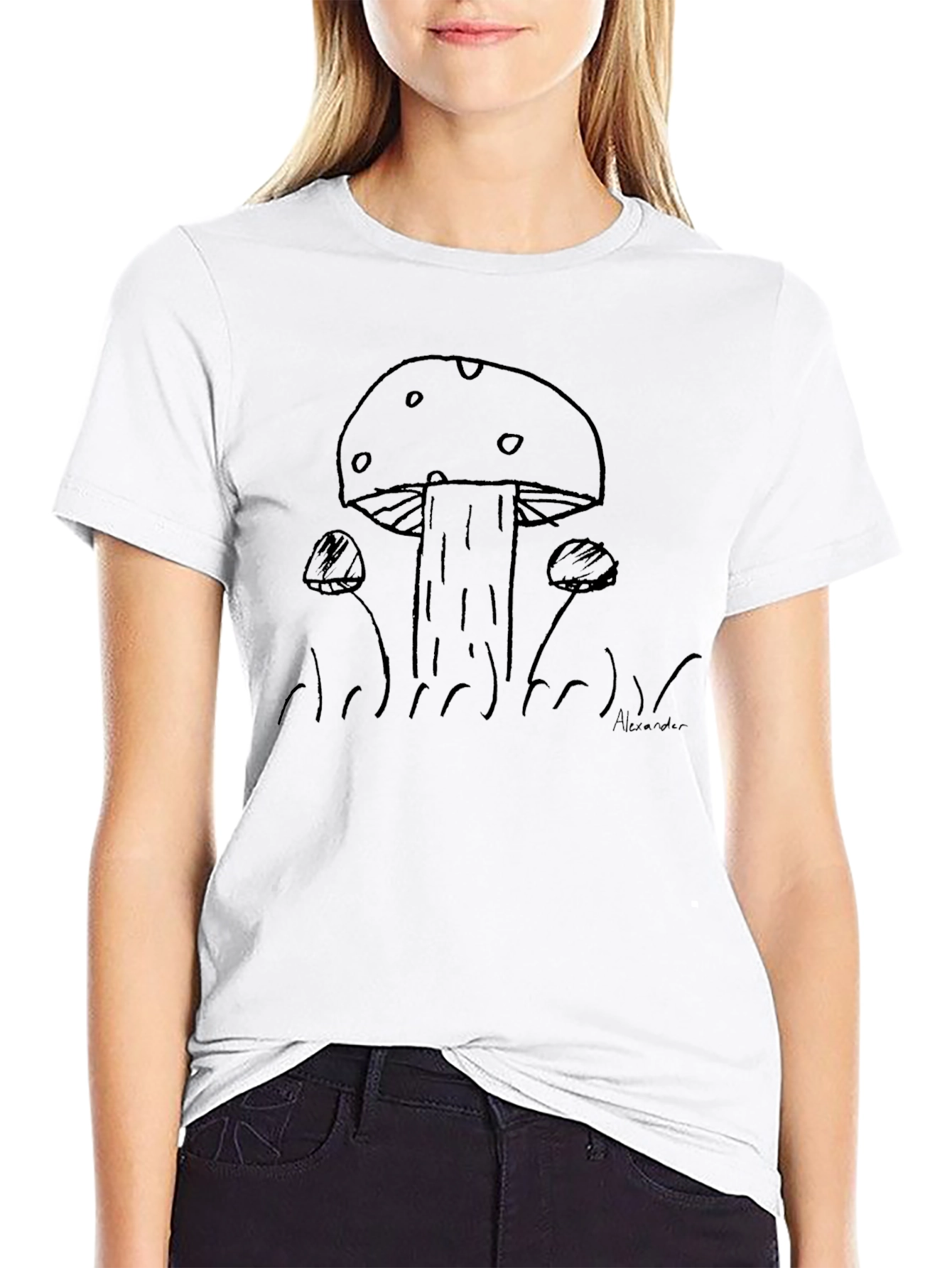 Mushroom Sketch Black T-Shirt