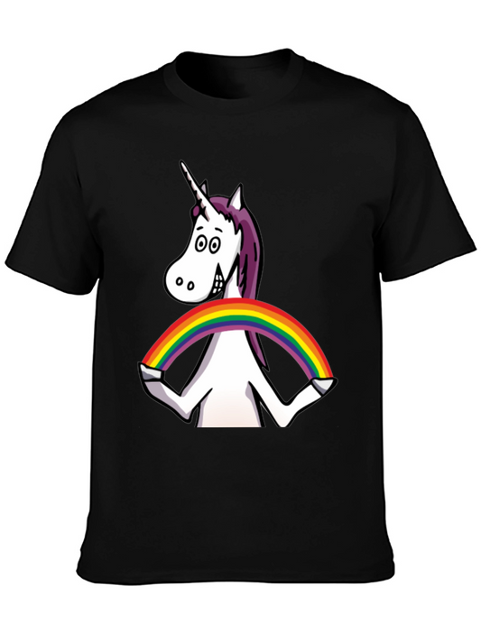 Unicorn Rainbow T-Shirt - Black Cotton Tee