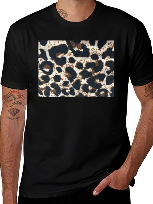 Leopard Print Tee - Black Short Sleeve Crew Neck