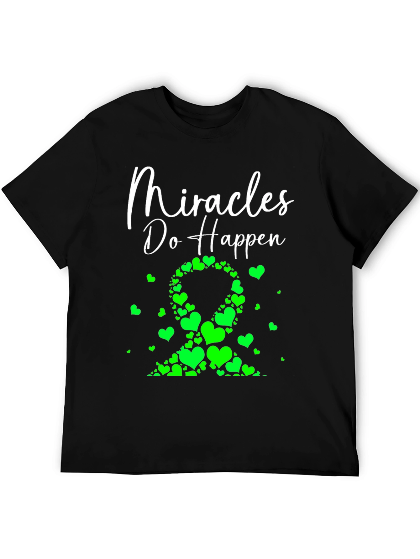 Miracles Happen Green Heart Ribbon T-Shirt