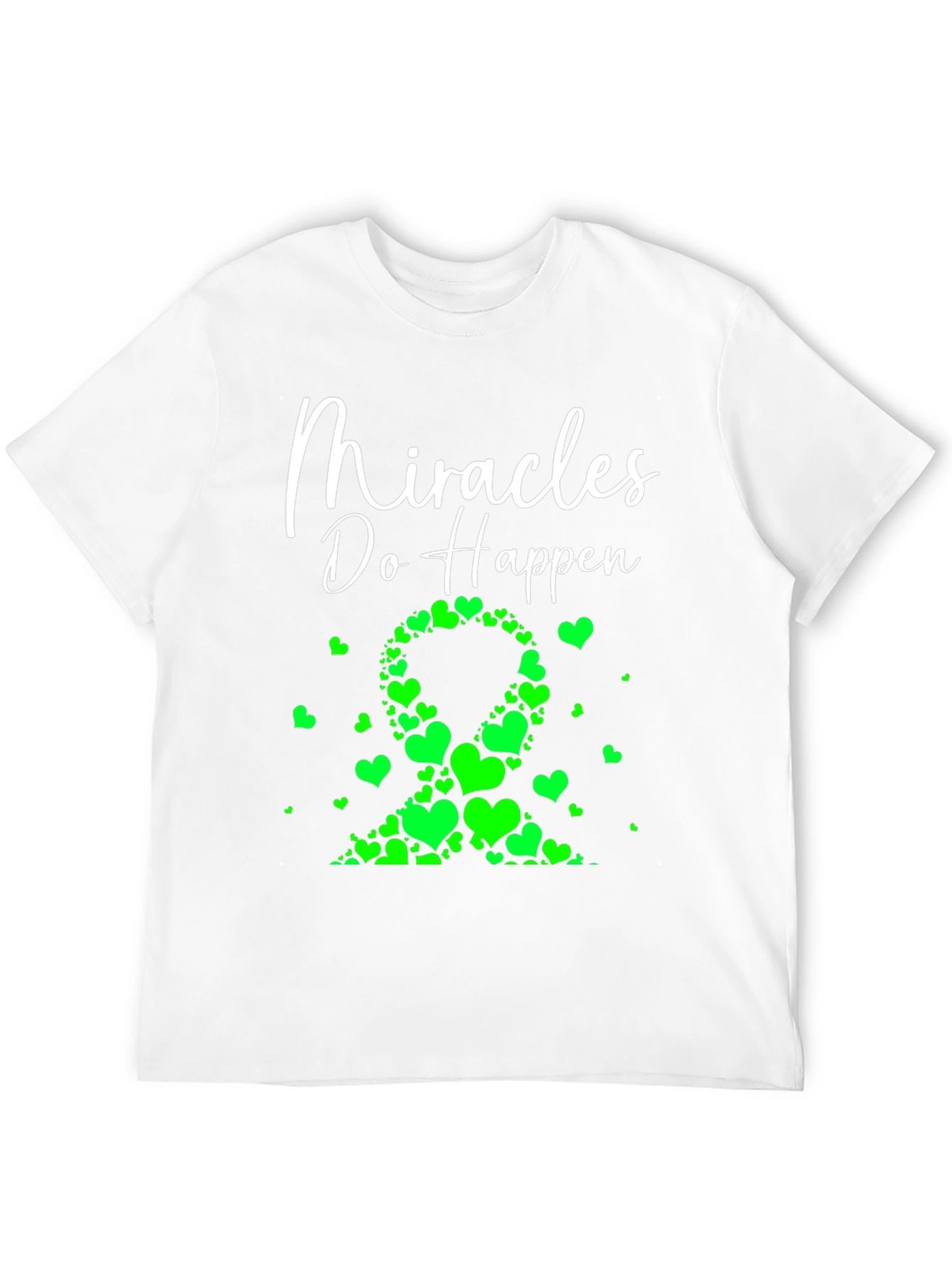 Miracles Happen Green Heart Ribbon T-Shirt