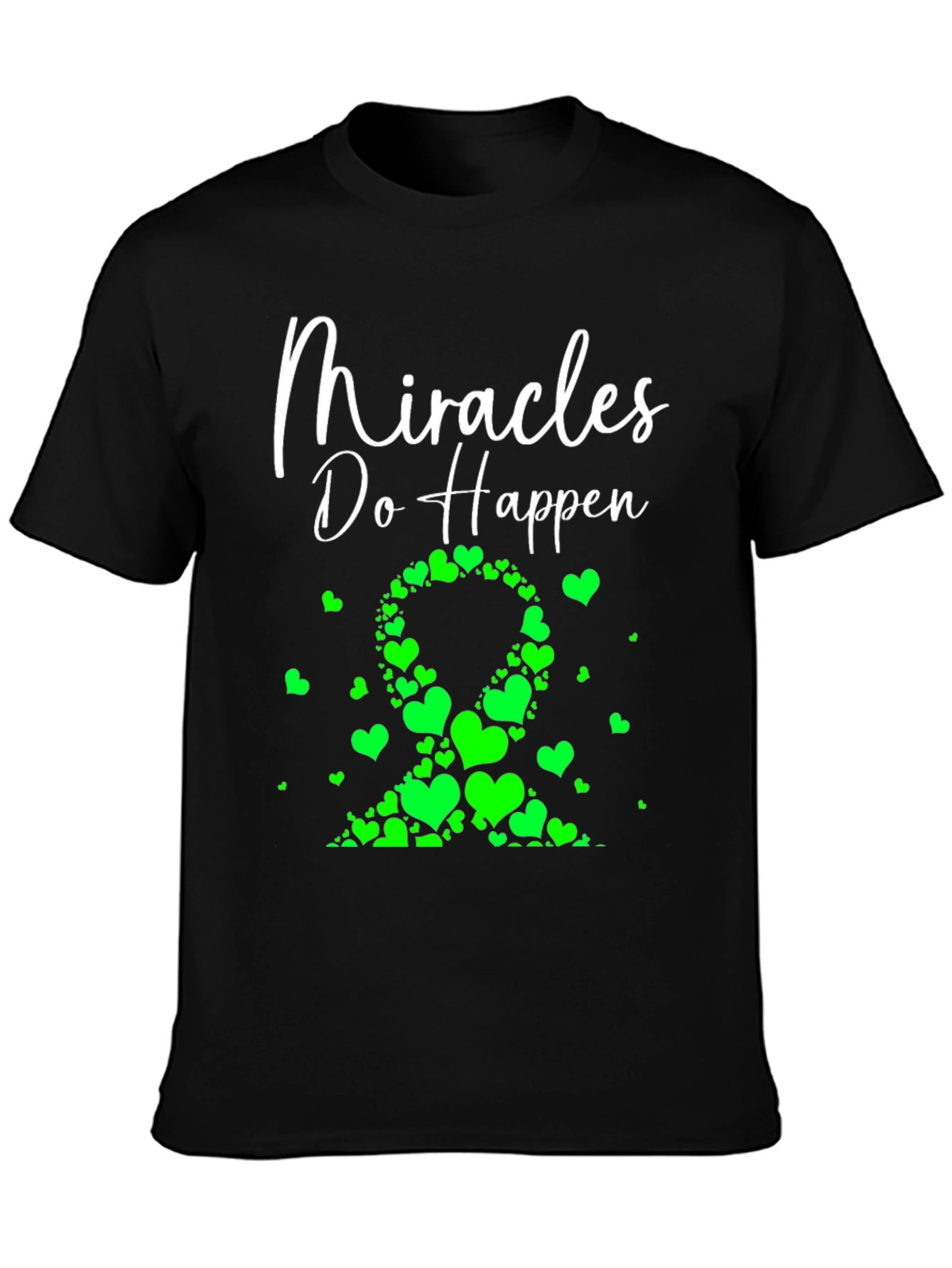 Miracles Happen Green Heart Ribbon T-Shirt