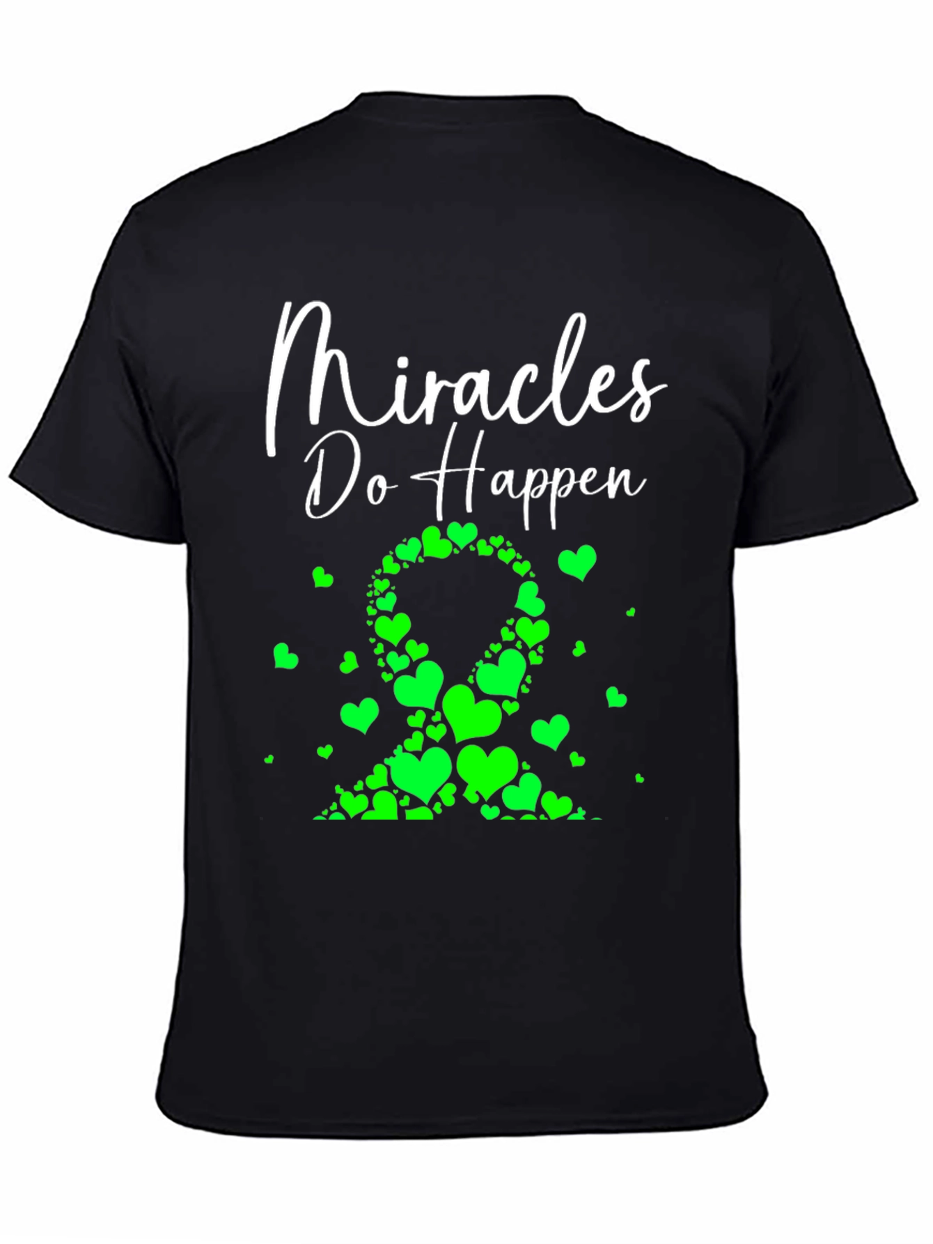 Miracles Happen Green Heart Ribbon T-Shirt