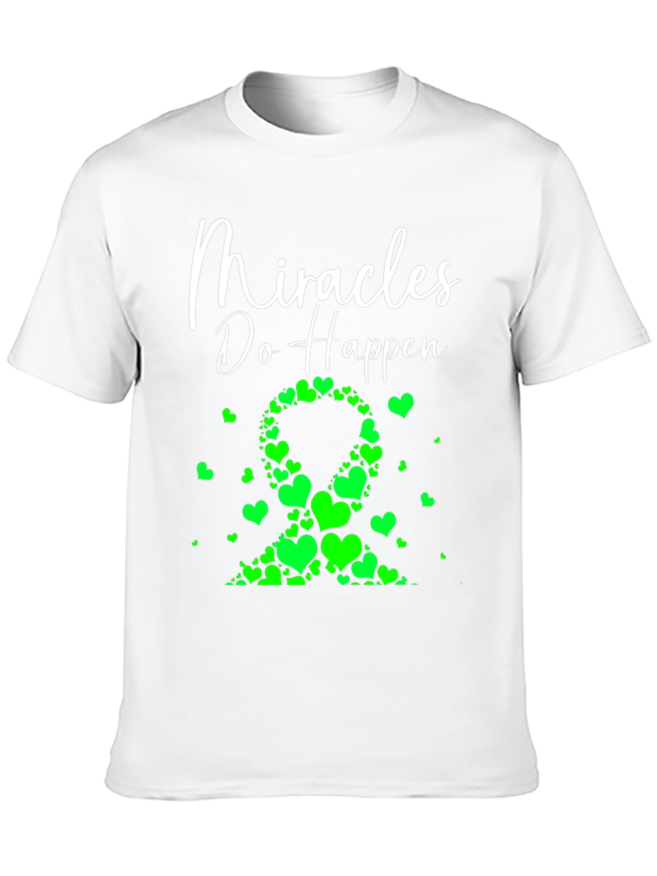 Miracles Happen Green Heart Ribbon T-Shirt