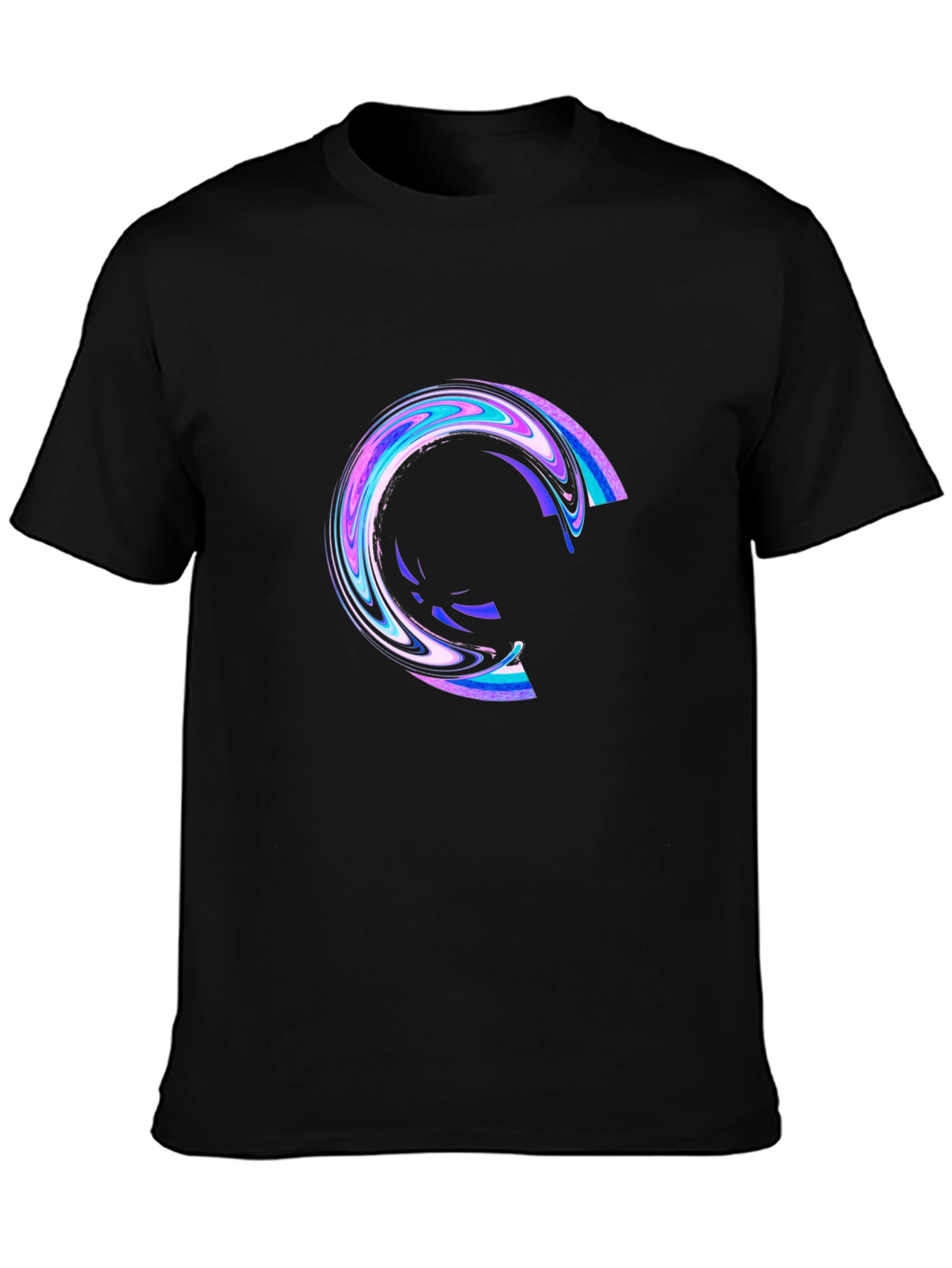 Mens Black T-Shirt with Abstract Circle Design