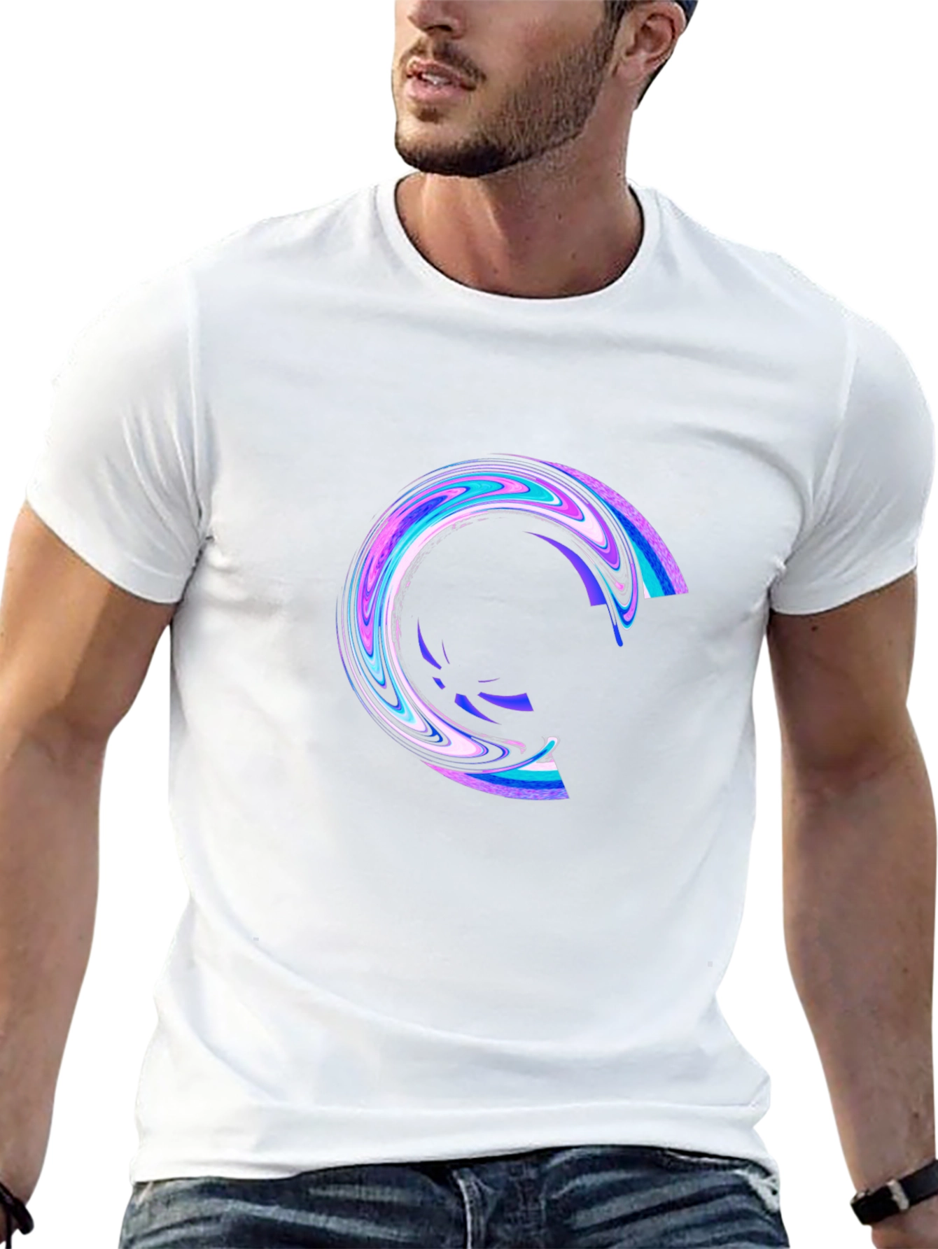 Mens Black T-Shirt with Abstract Circle Design