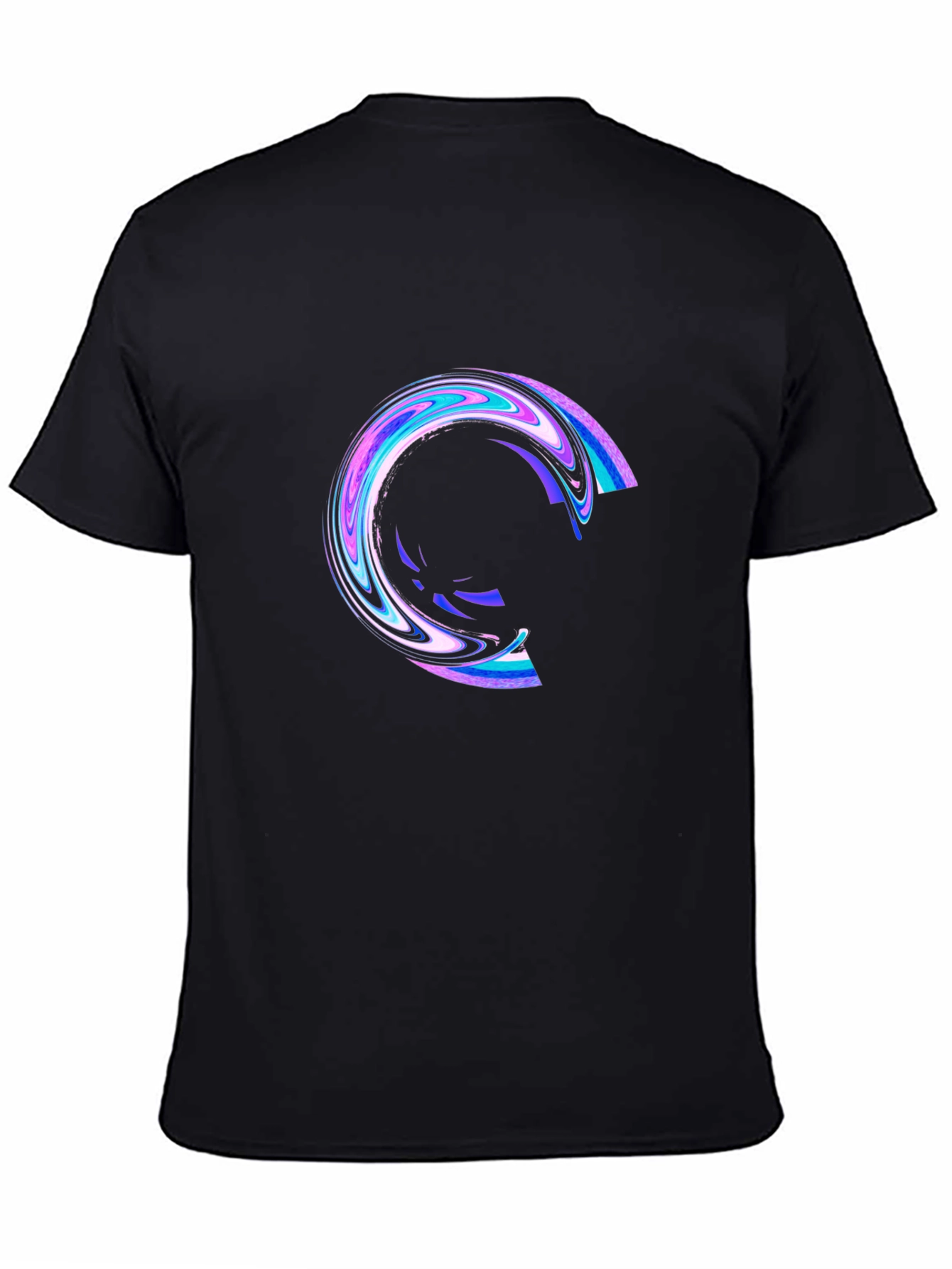 Mens Black T-Shirt with Abstract Circle Design