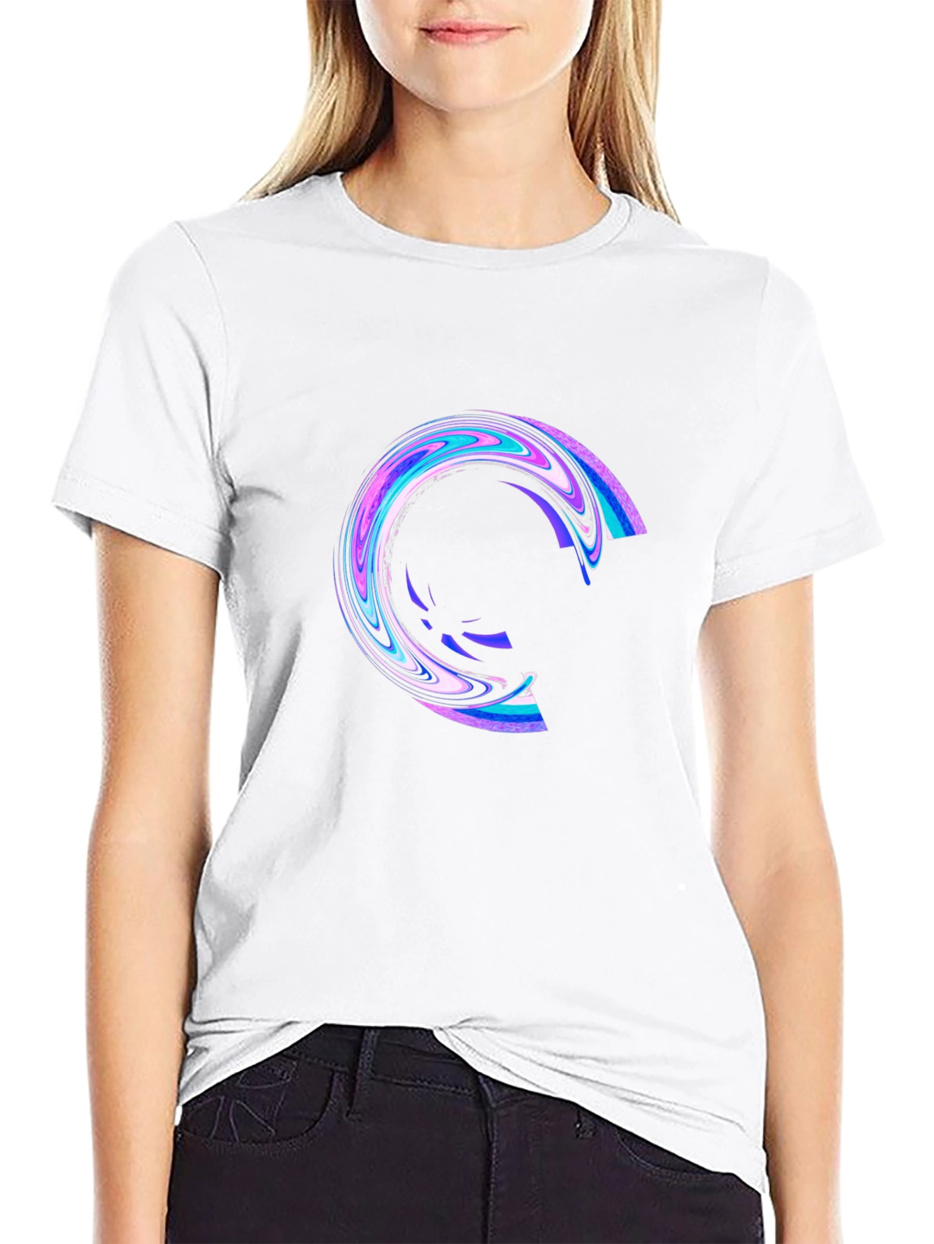 Mens Black T-Shirt with Abstract Circle Design