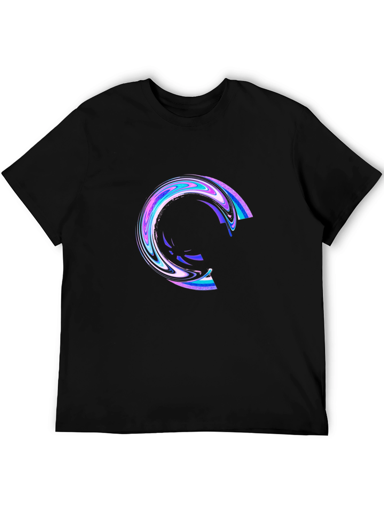 Mens Black T-Shirt with Abstract Circle Design